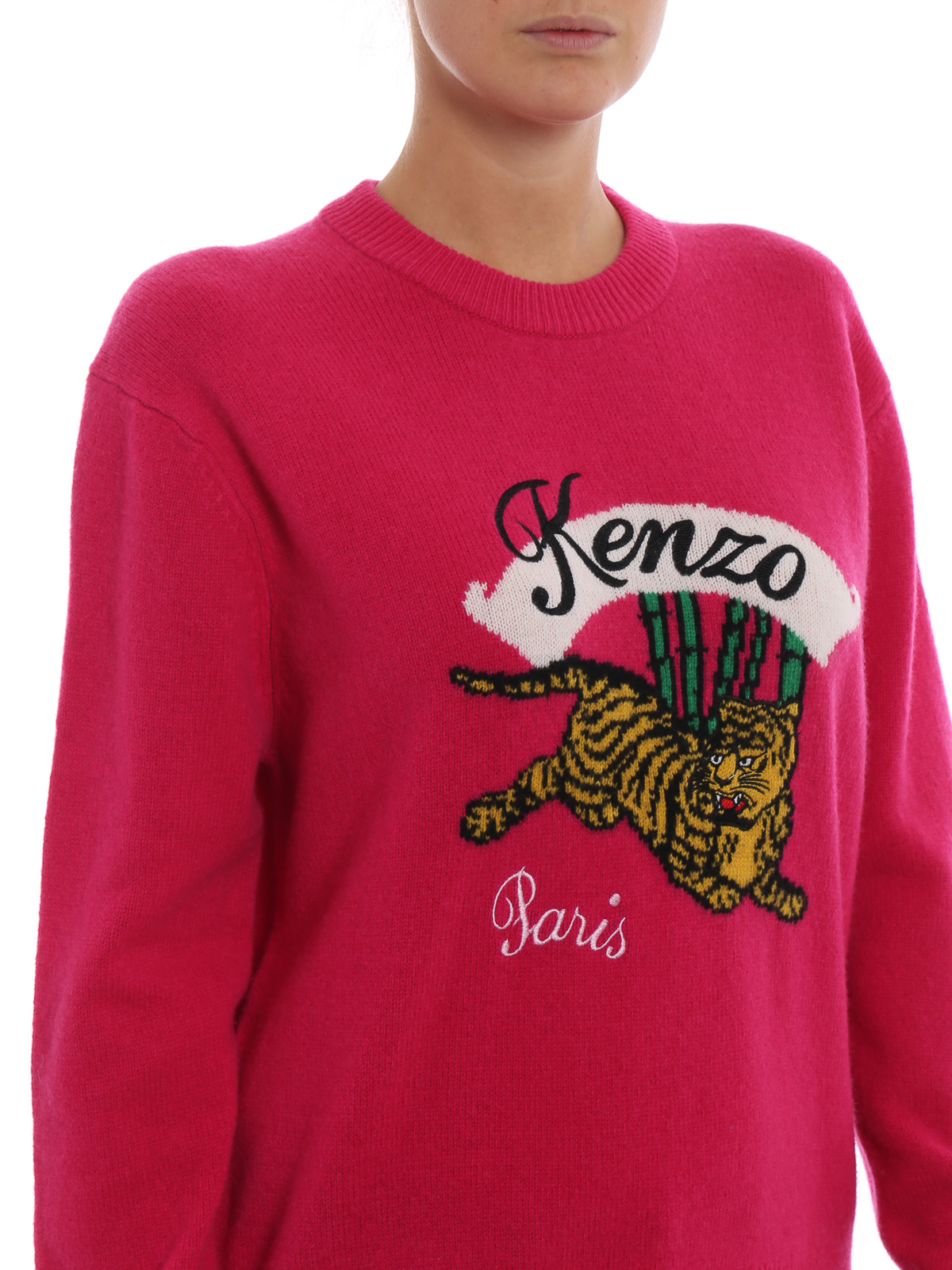 Statistisch ornament houding Crew necks Kenzo - Jumping Tiger wool jacquard sweater - F862TO5373XC26