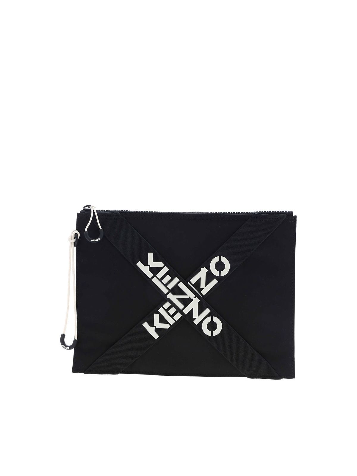 Clutches Kenzo - Branded bands clutch bag in black - 5PM222F2199