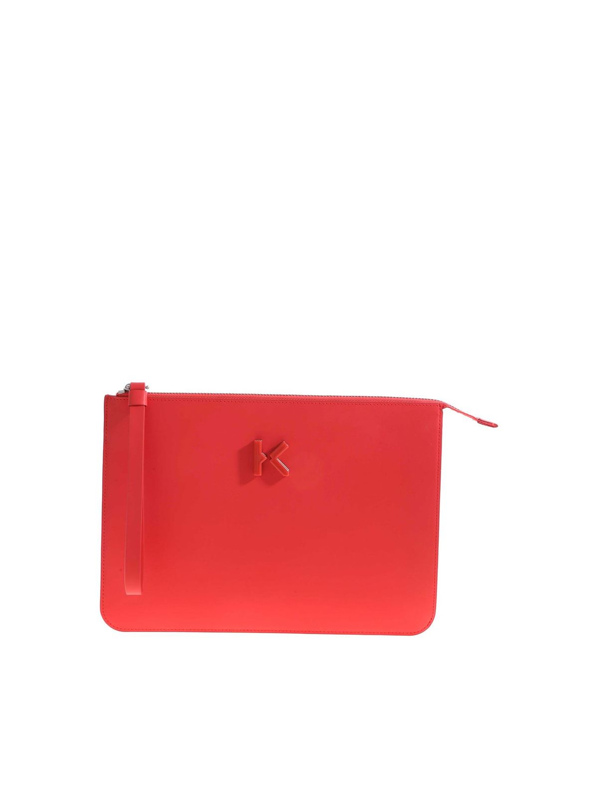 KENZO LOGO DETAIL CLUTCH BAG IN RED