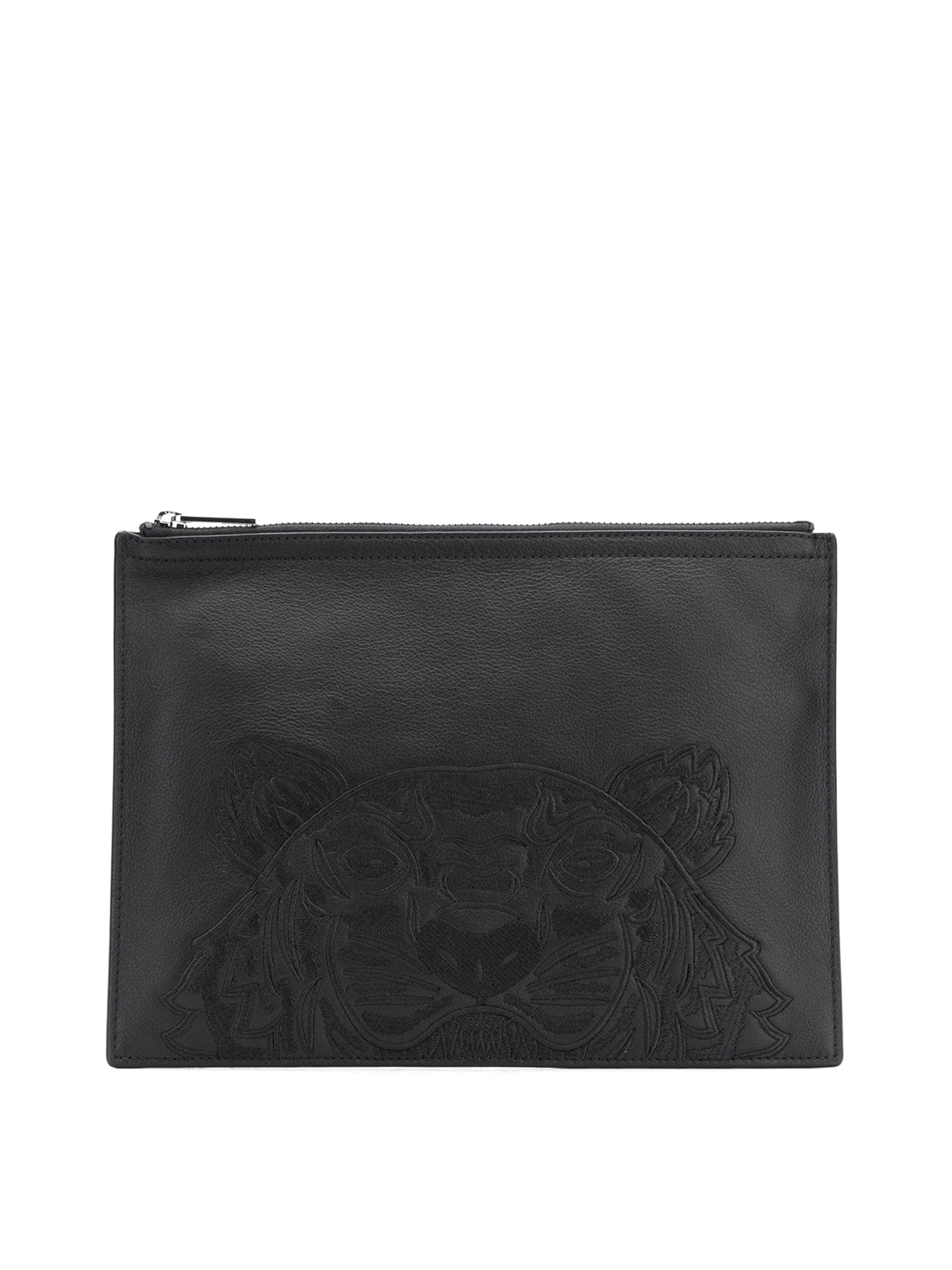 Kenzo - Tiger black leather clutch 