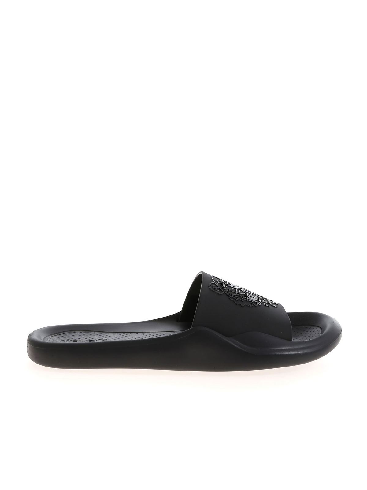 Kenzo - Logo detail slippers in black 