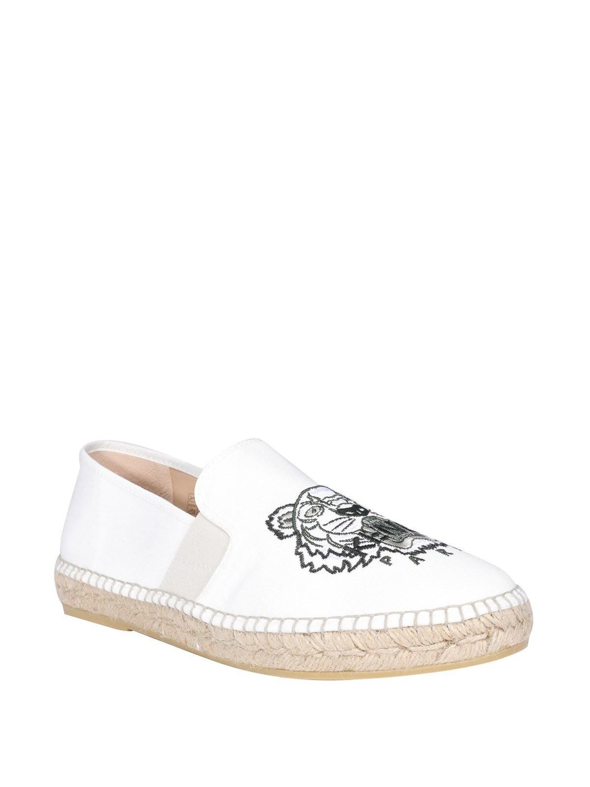 Jumping jack blok Controle Espadrilles Kenzo - Tiger embroidered espadrilles in white - FB55ES188F7002