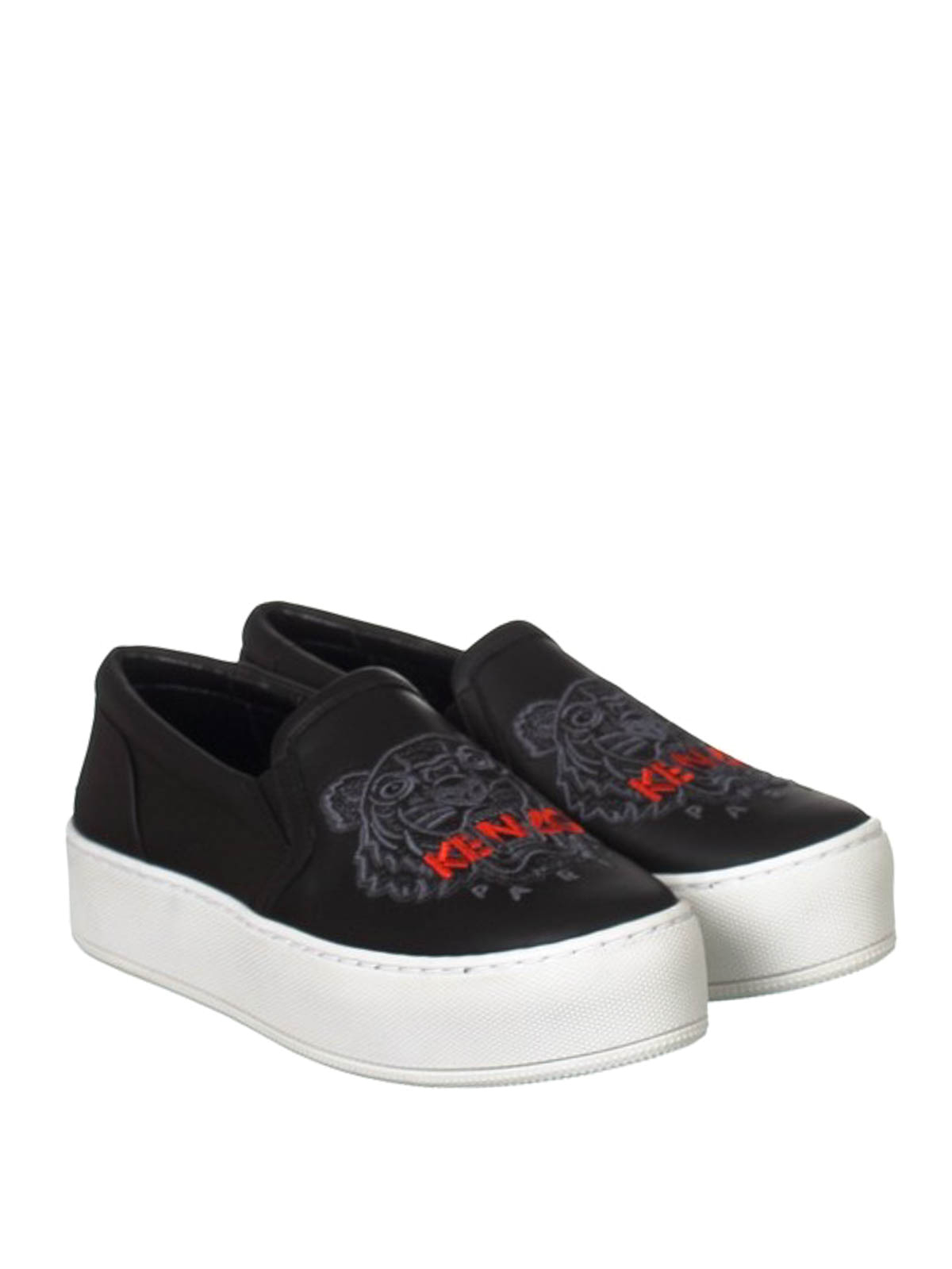 Kenzo - Tiger leather slip-on sneakers 