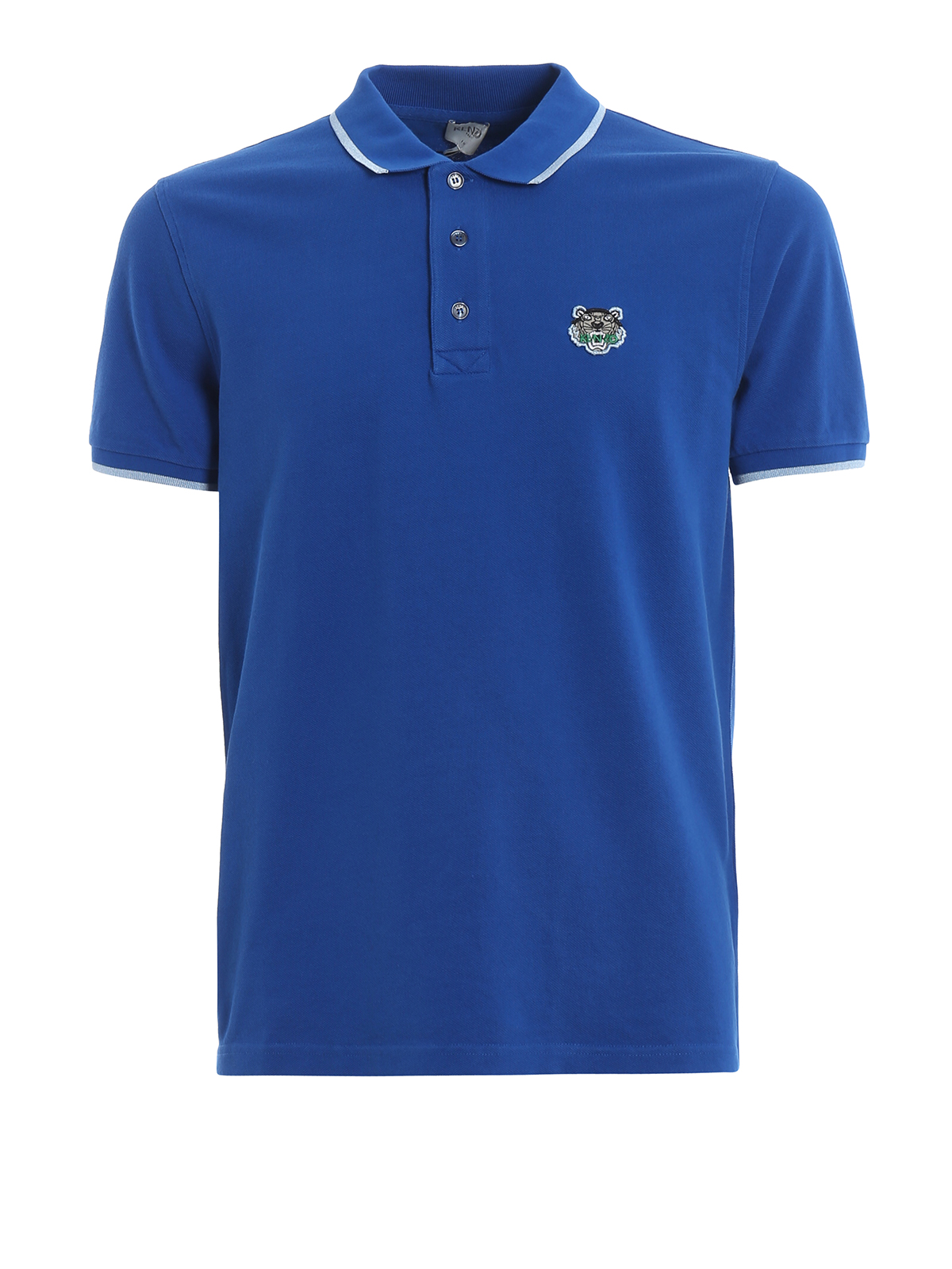 Fit Tiger crest blue cotton polo shirt 