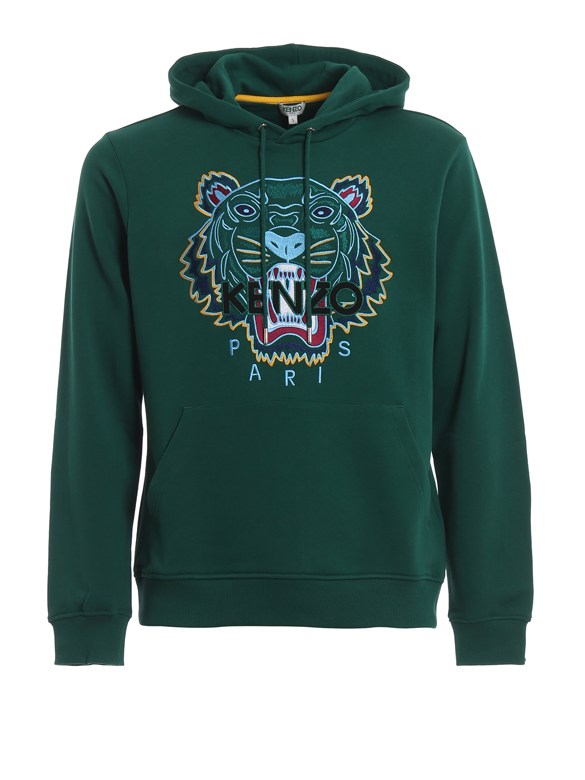 Tiger maxi embroidery green hoodie 