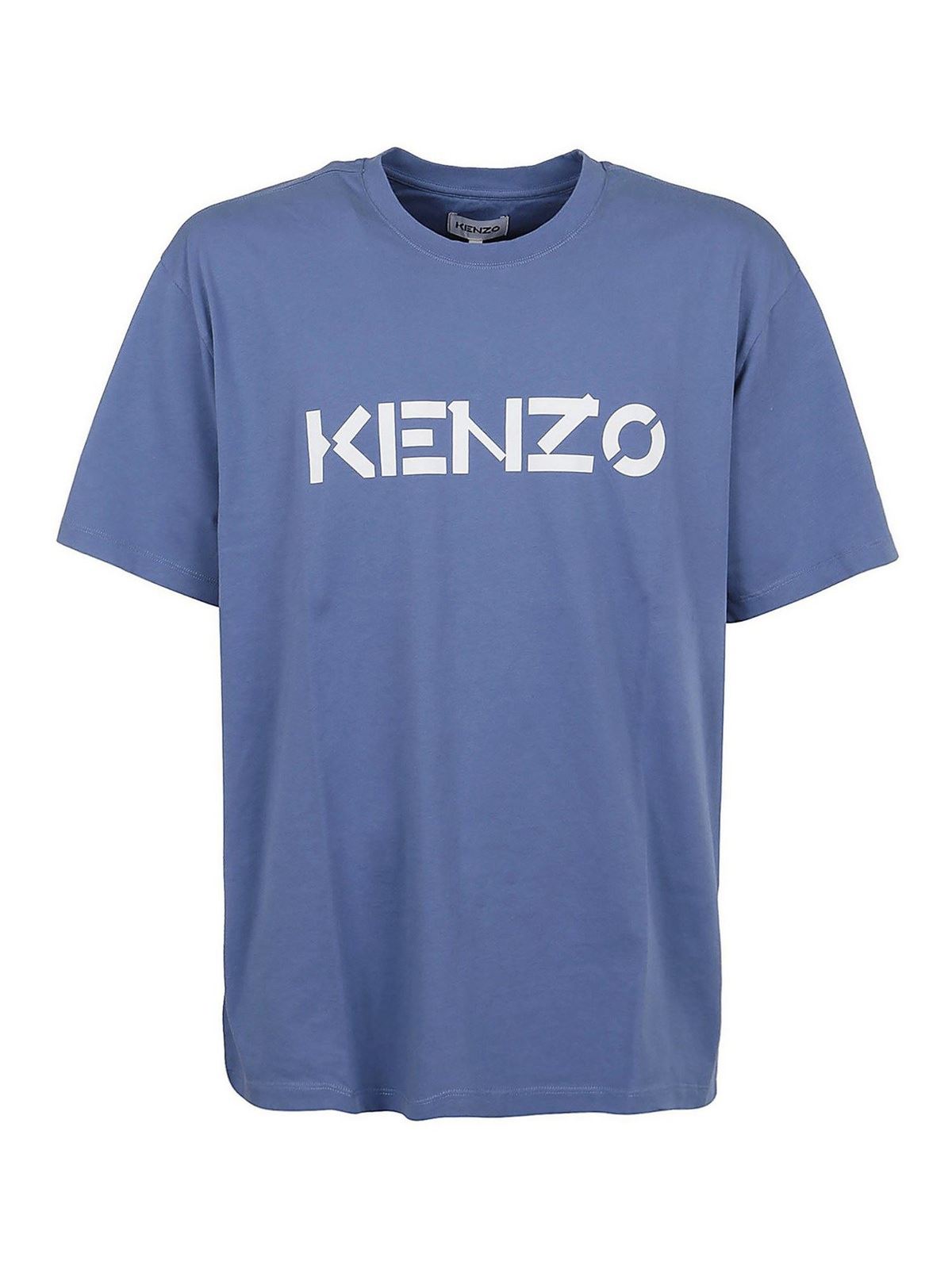 T-shirts Kenzo - Logo print cotton jersey T-shirt in blue - 5TS0004SJ67