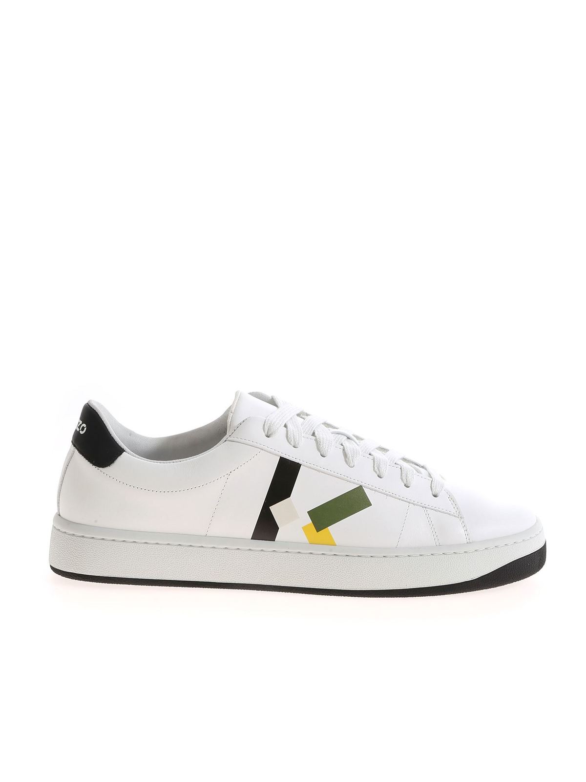 KENZO KOURT LACE UP SNEAKERS IN WHITE
