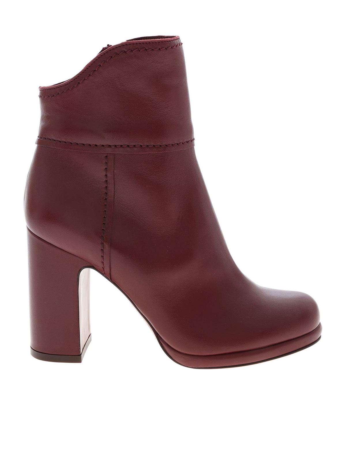 burgundy ankle boots leather