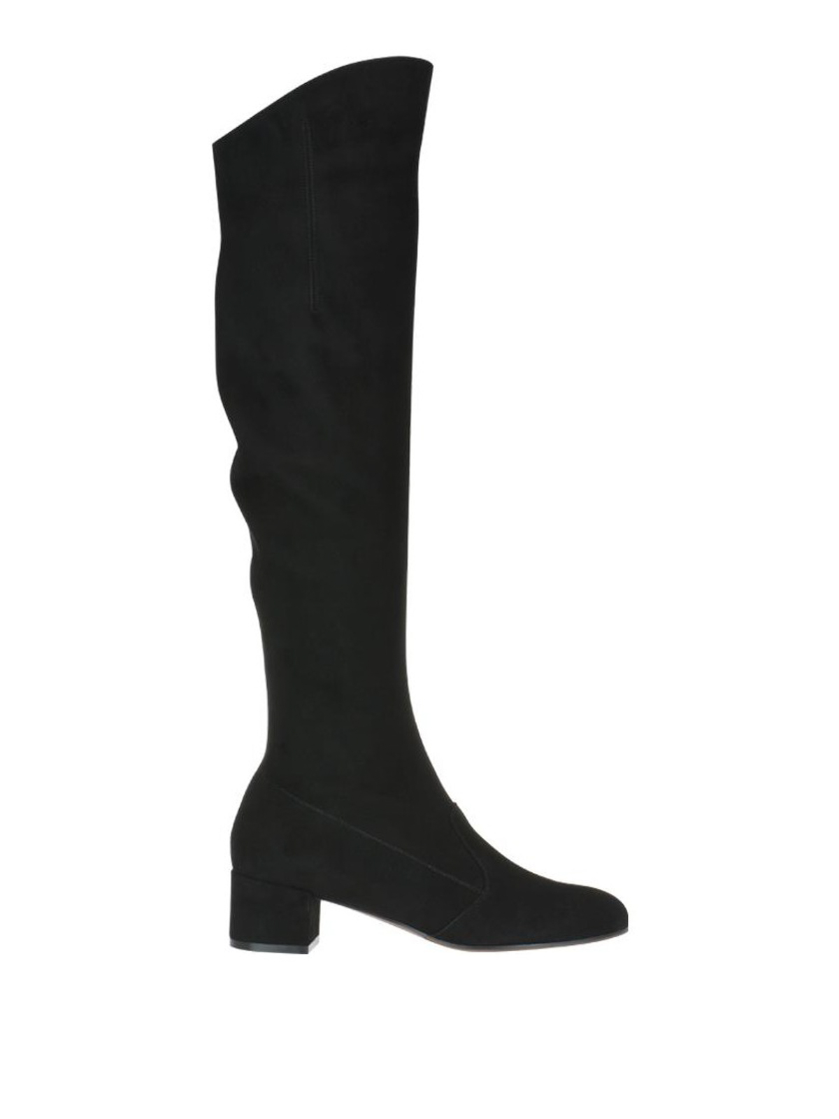 knee length black suede boots
