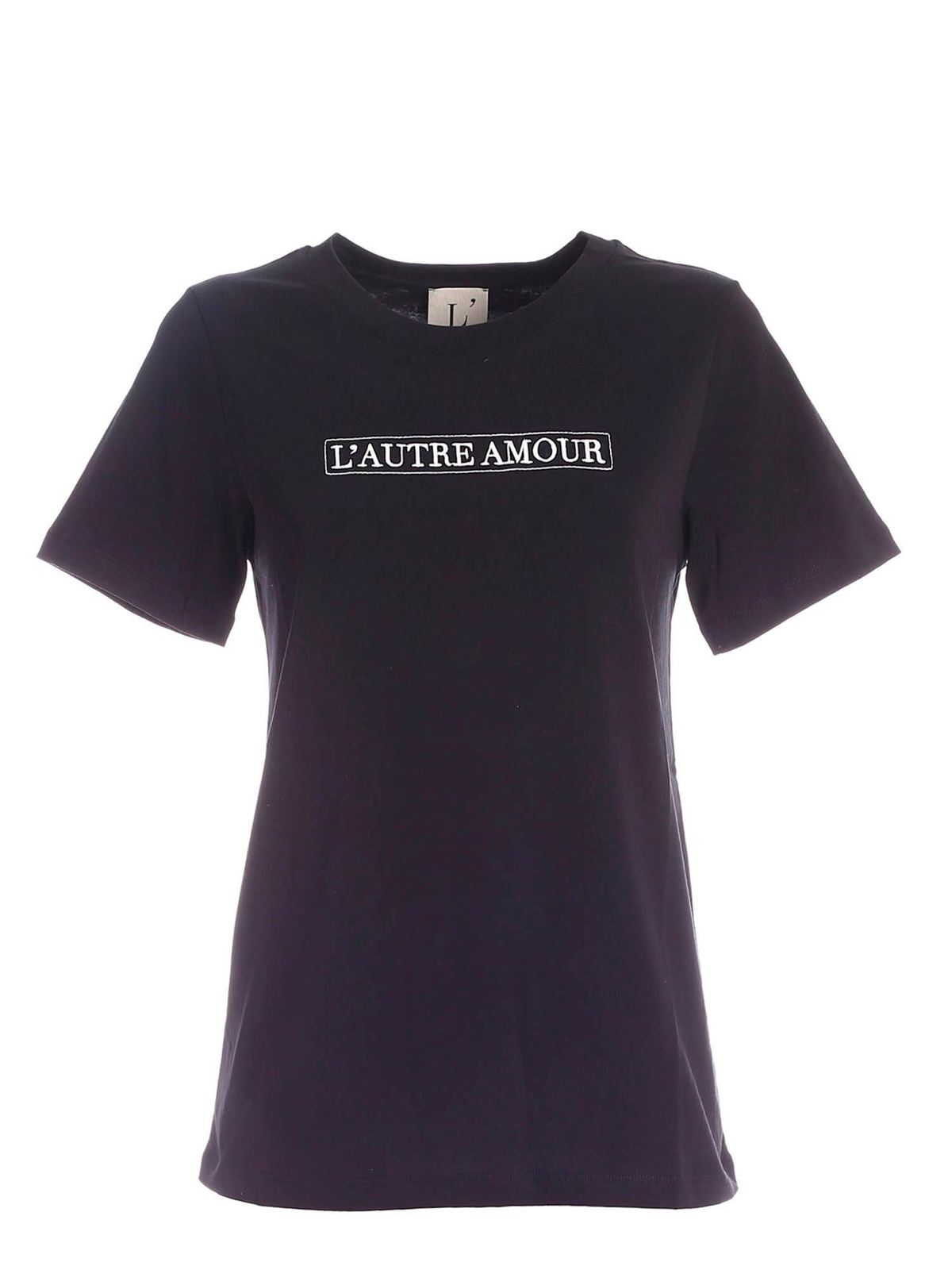 T-shirts L' Autre Chose - Logo embroidery T-shirt in black ...