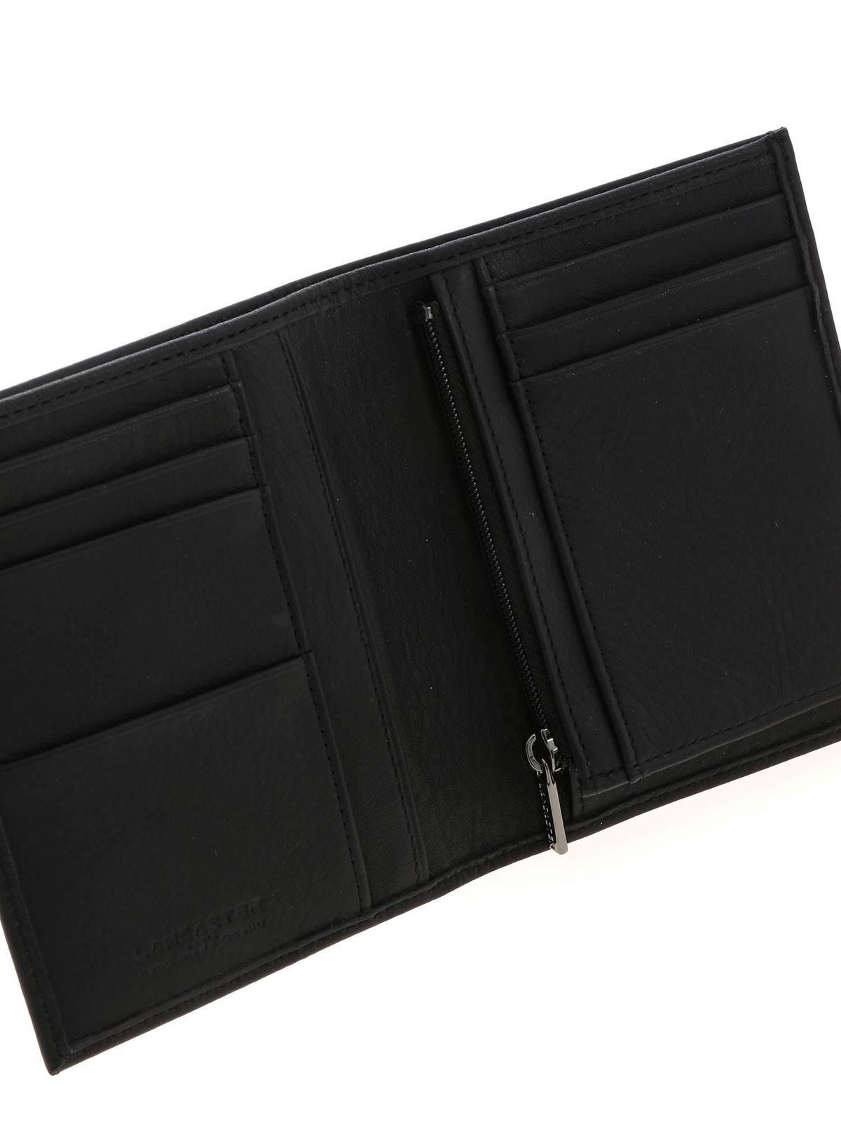 Lancaster Paris - Black wallet with embossed logo - wallets & purses - 12035NOIR