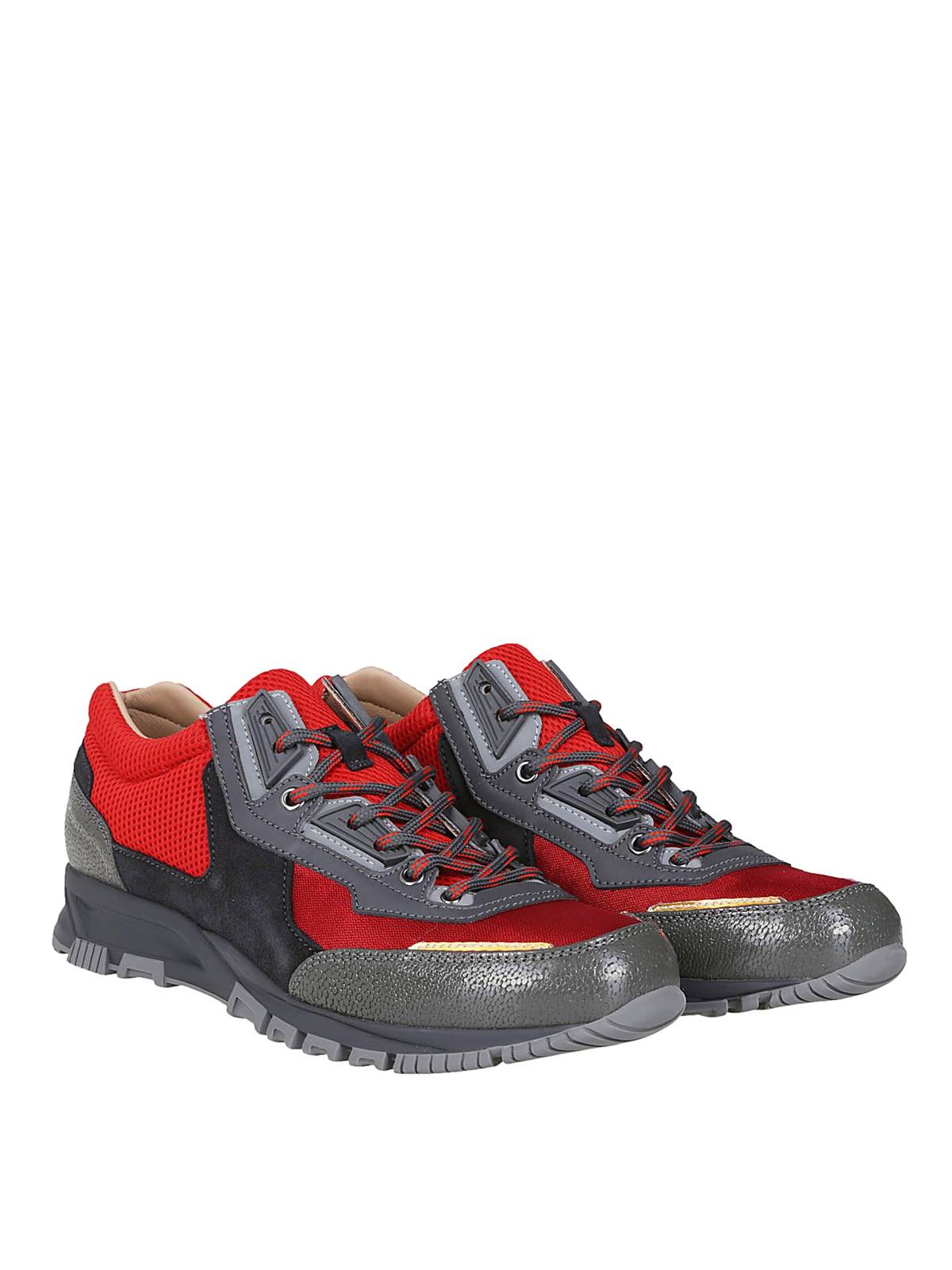 Red mesh Cross-Trainer grey leather 