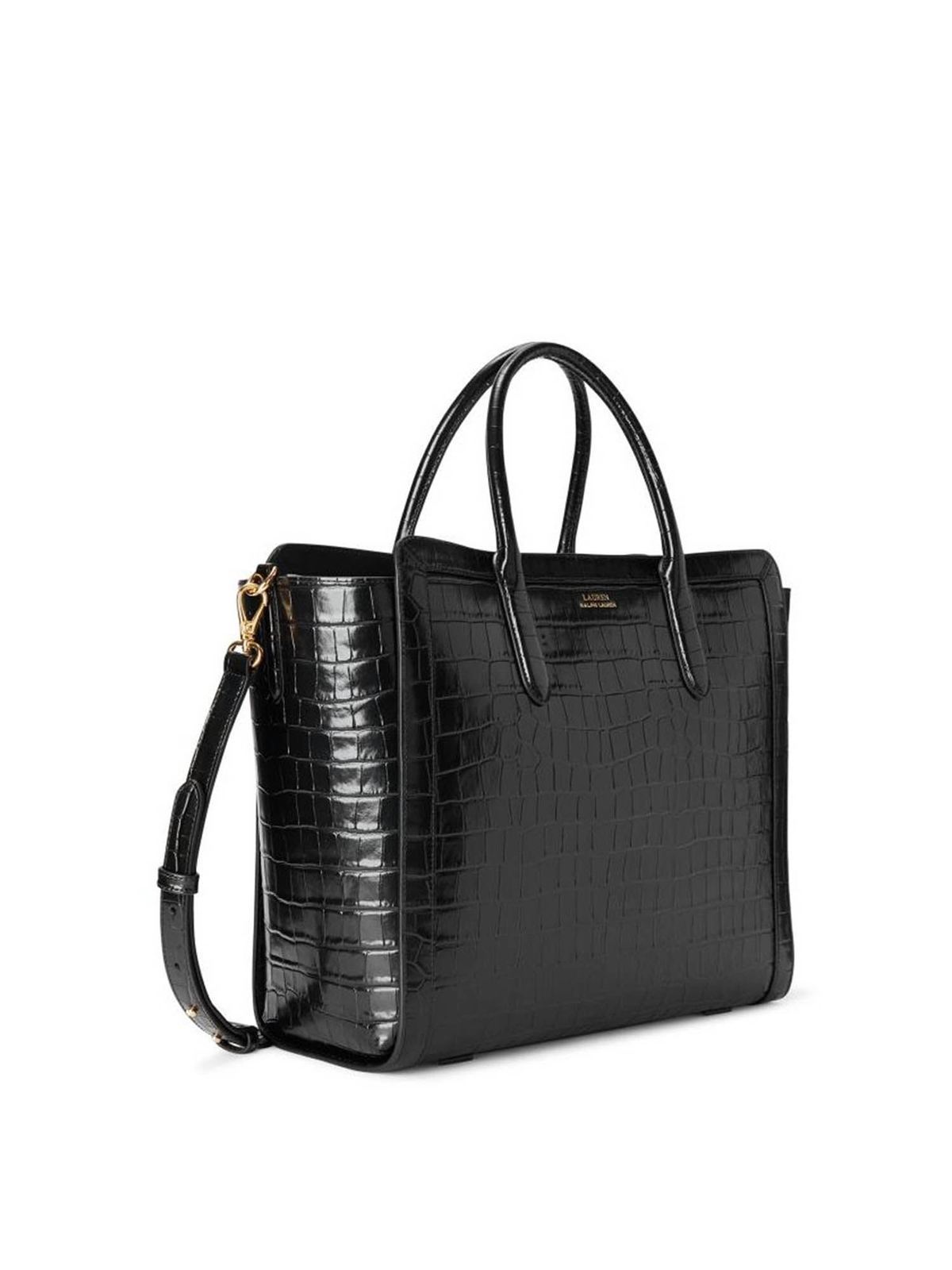Totes bags Lauren Ralph Lauren - Tyler 34 Medium crocodile print bag in  black - 431824862001