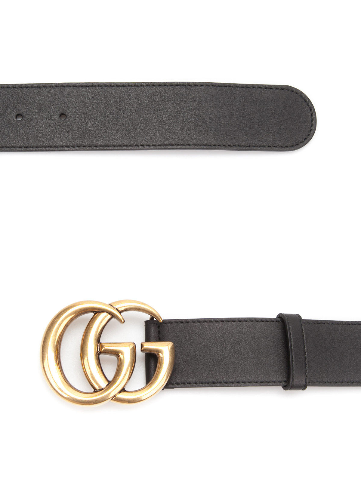 Gucci - Leather belt with double G buckle - belts - 400593AP00T1000