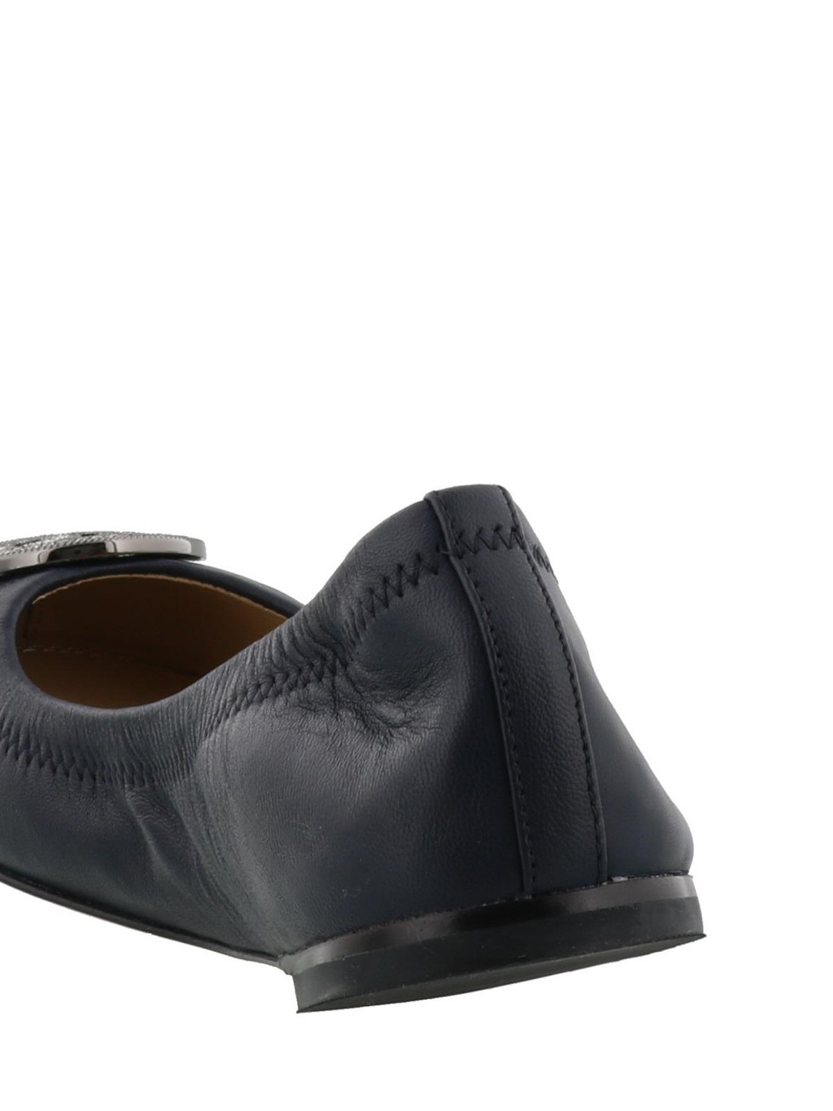 navy leather flat shoes