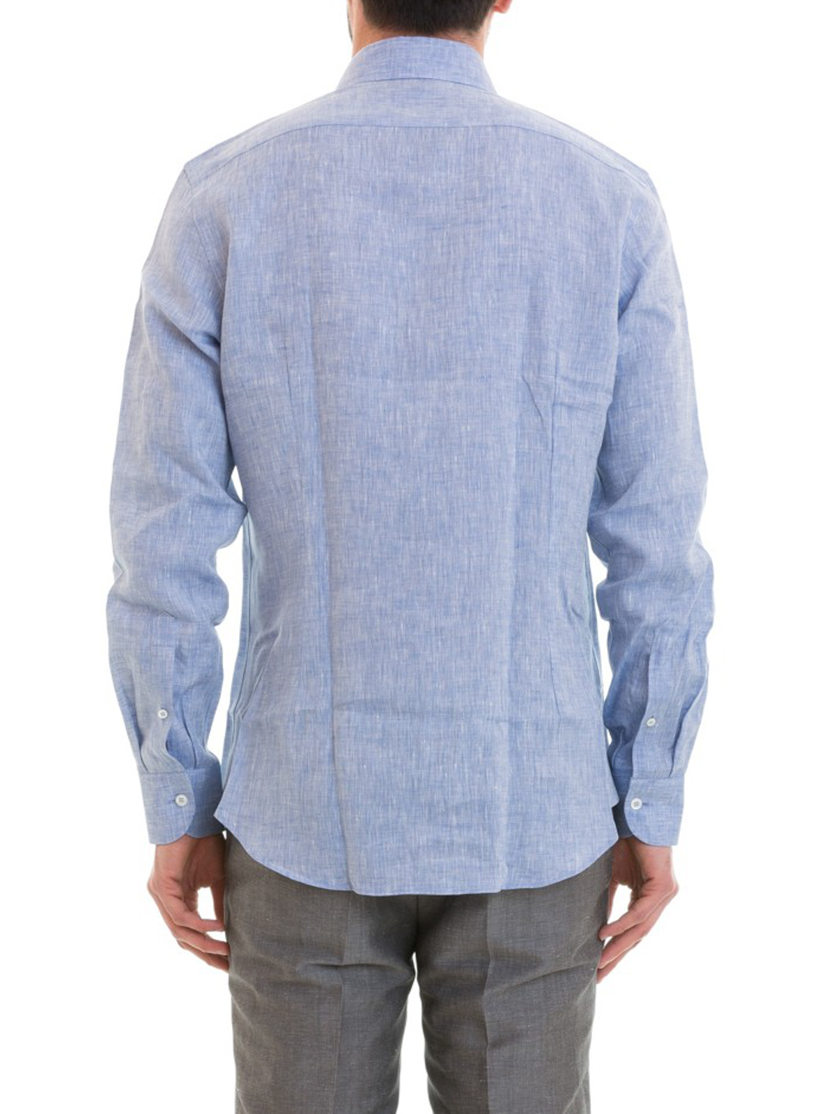 Shirts Corneliani - Light blue linen shirt - 811109107 | iKRIX.com