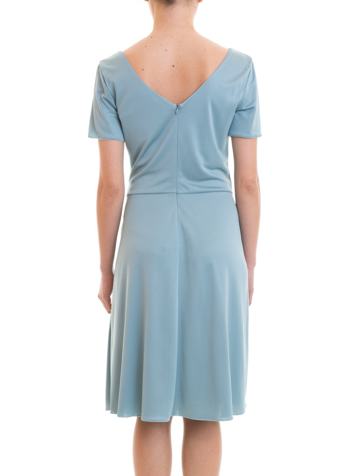 Knee length dresses Emporio Armani - Light crepe draped sky blue dress -  3Z2A6Q2JJ8Z0714