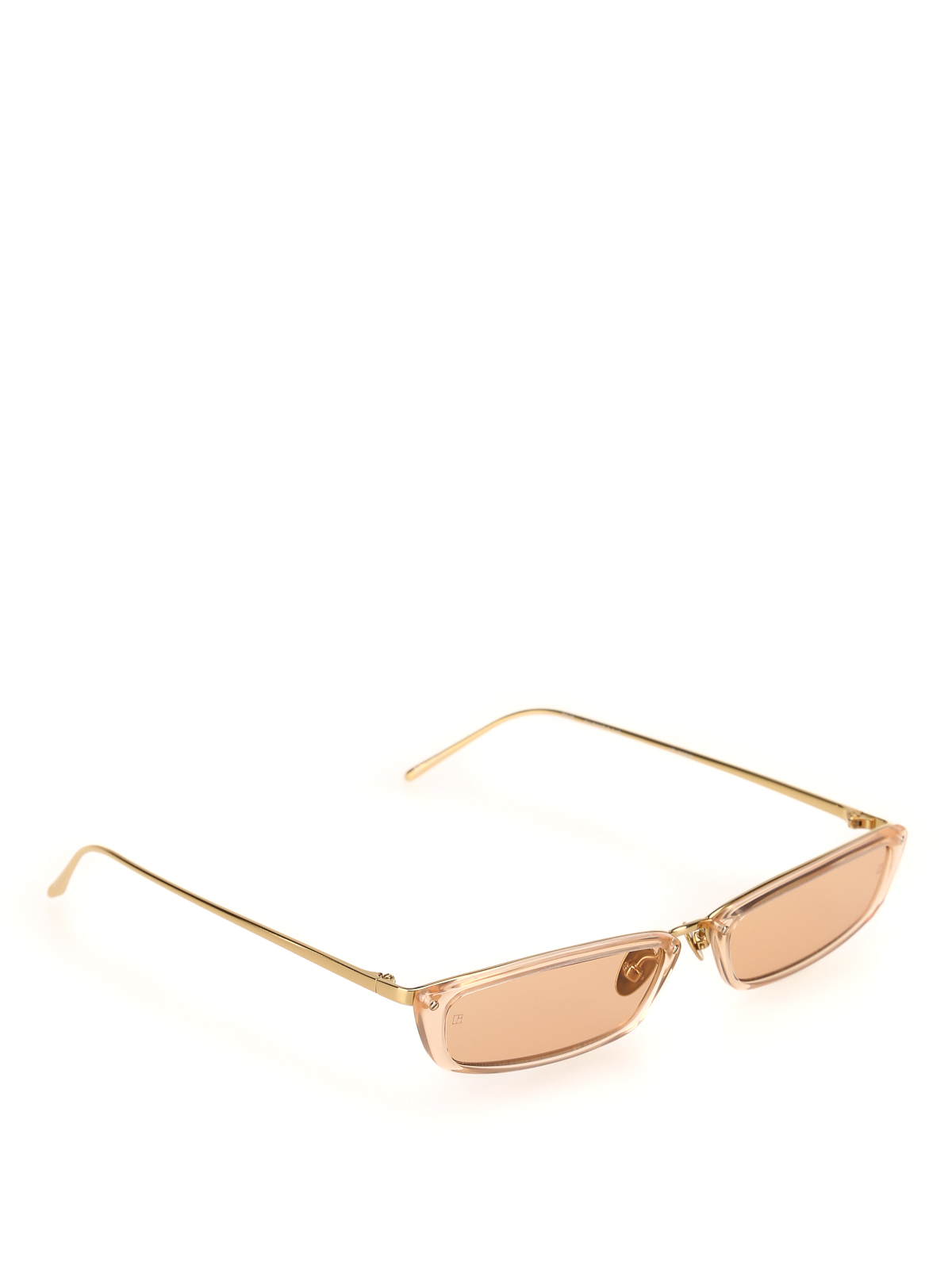 Click to view more detailed imagery on our partner's website Linda Farrow Peach Super Skinny Sunglasses In Light Pink