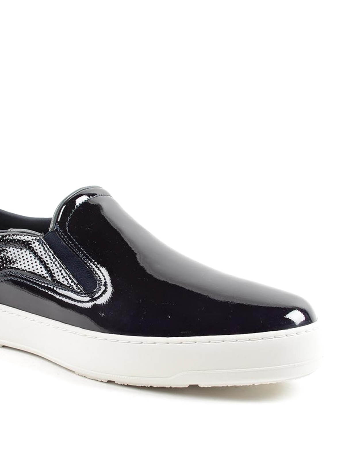 Lizard patent leather slip-ons 