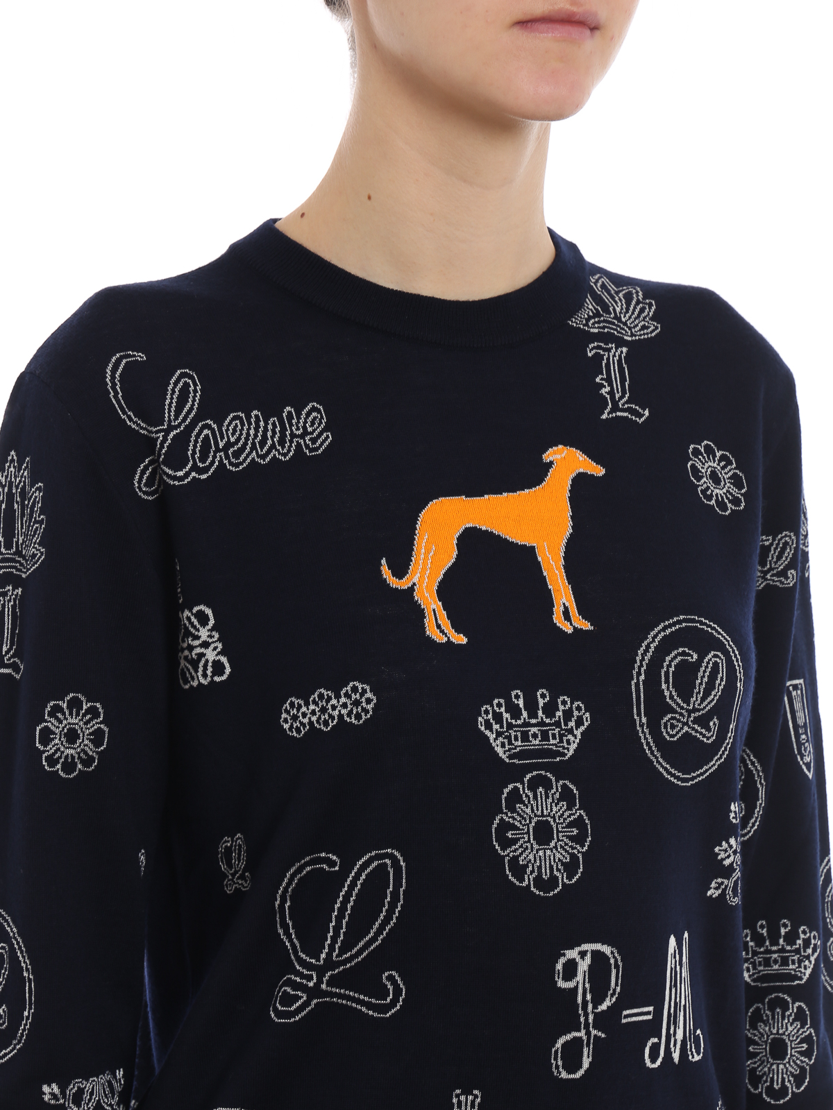 Crew necks Loewe - Logo wool blend jacquard sweater - S3199020CO5110