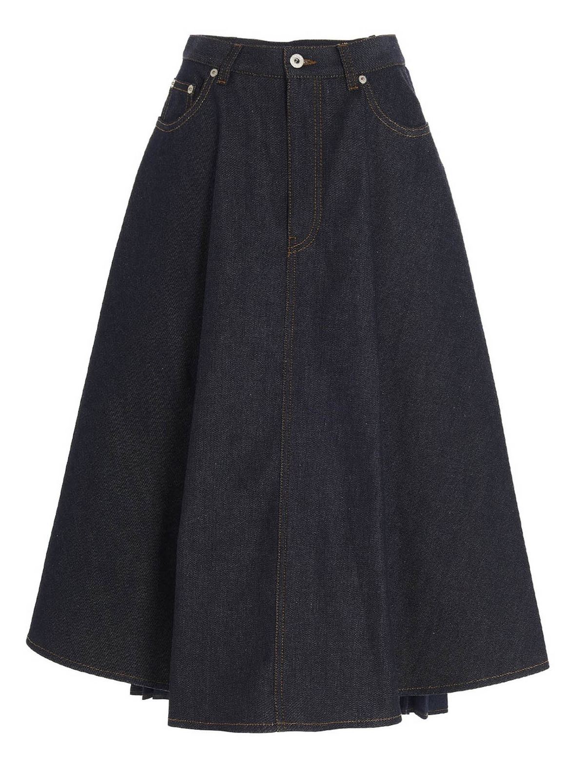 Knee length skirts & Midi Loewe - Pleated denim skirt in blue ...