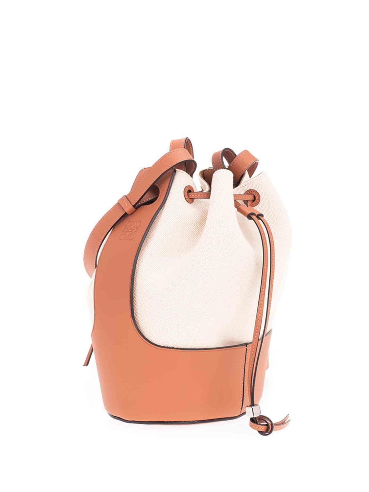 Rode datum Scully insluiten Bucket bags Loewe - Balloon bag in canvas and brown leather - 32638AC302426
