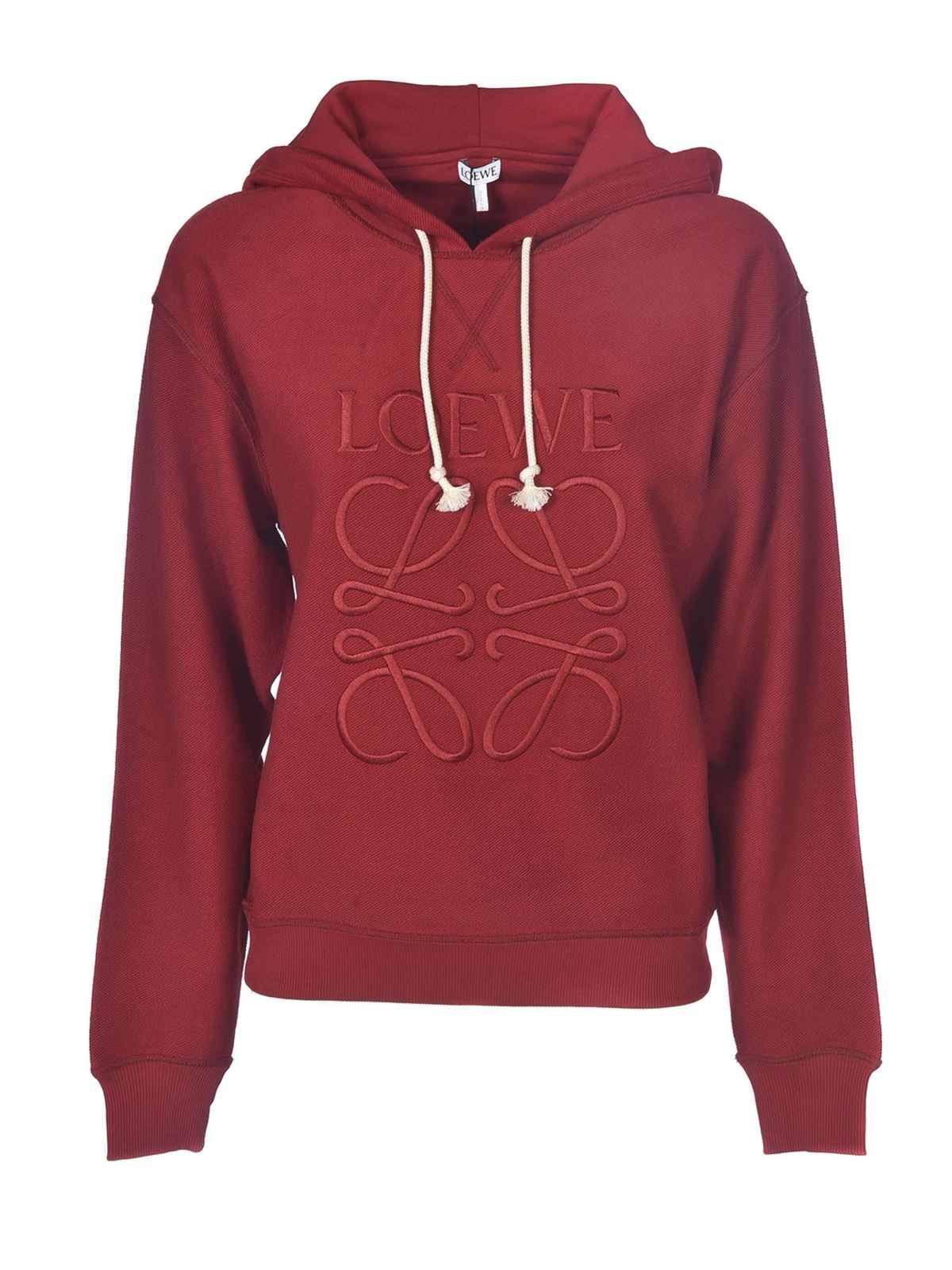 Loewe - Logo embroidery hoodie in red - Sweatshirts & Sweaters ...