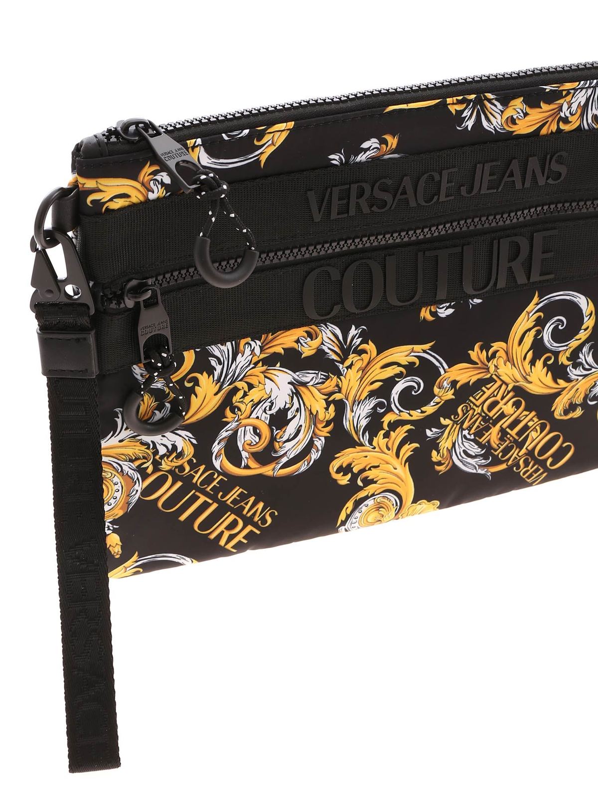 Clutches Versace Jeans Couture - Logo Baroque print clutch bag in black ...