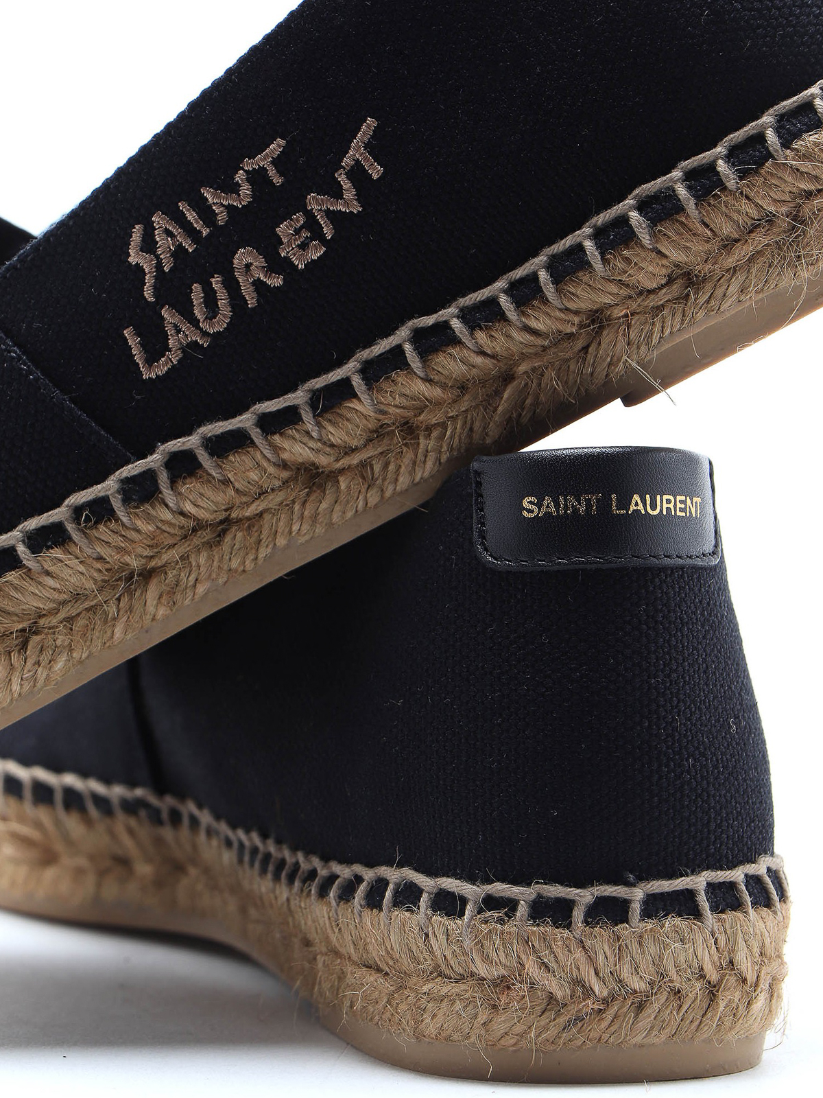 saint laurent logo embroidered canvas espadrilles