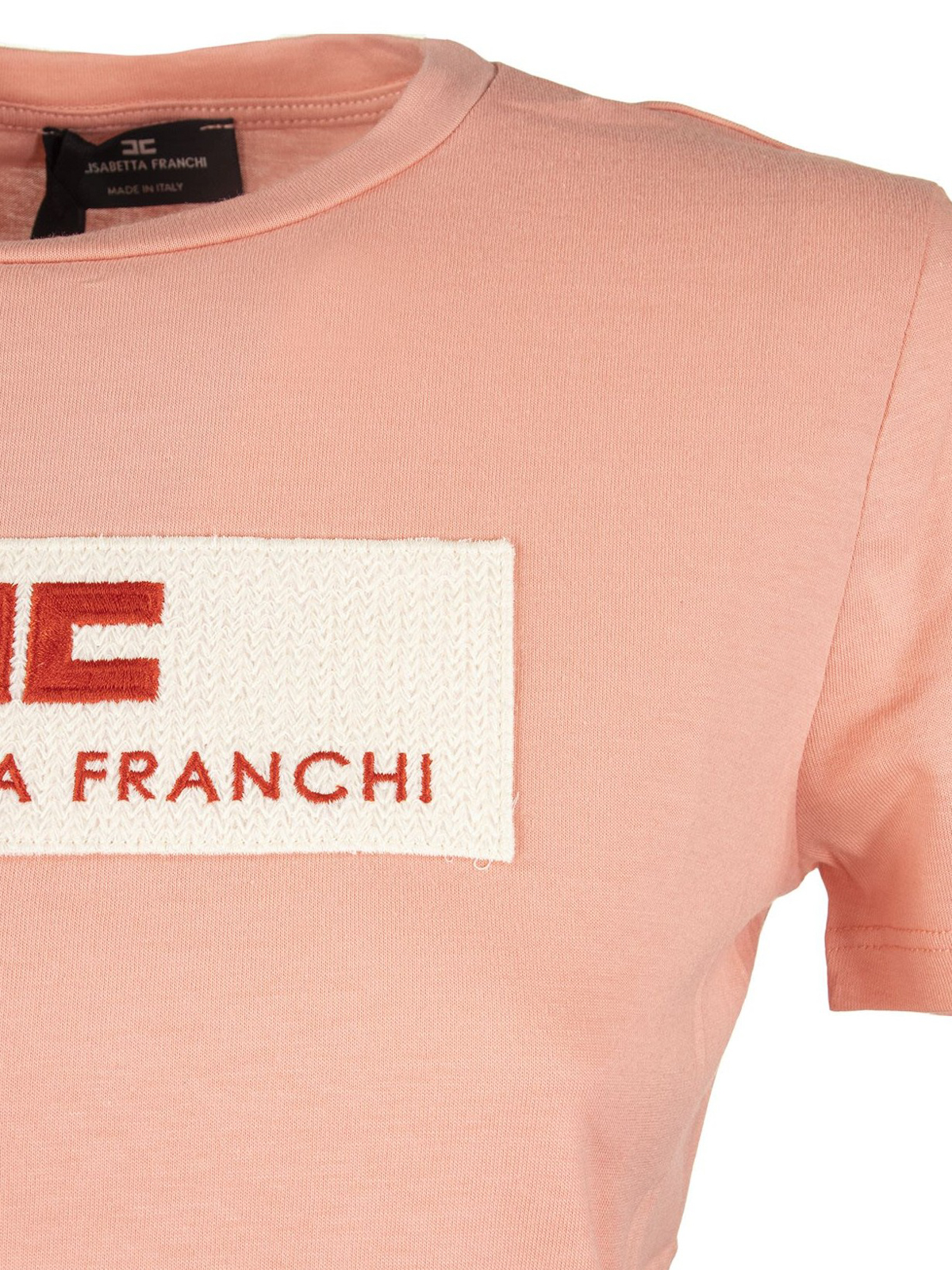 T-shirts Elisabetta Franchi - Logo lettering patch jersey T-shirt 