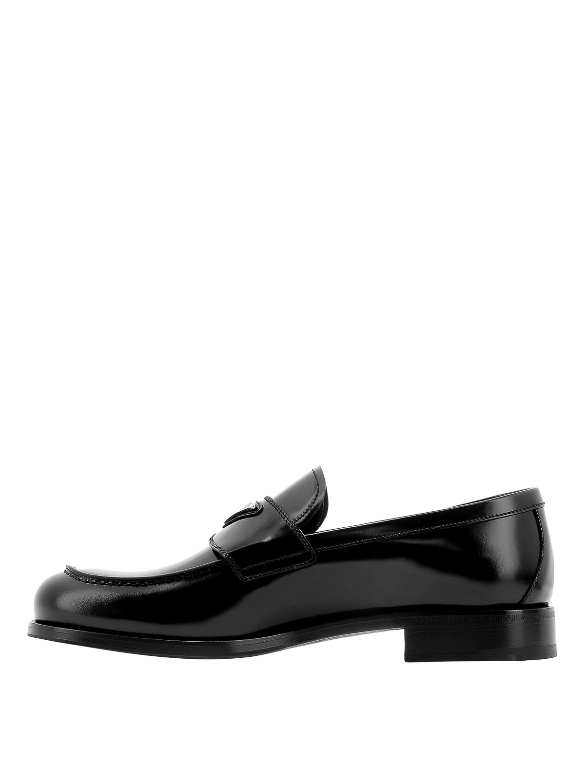 prada logo leather loafers