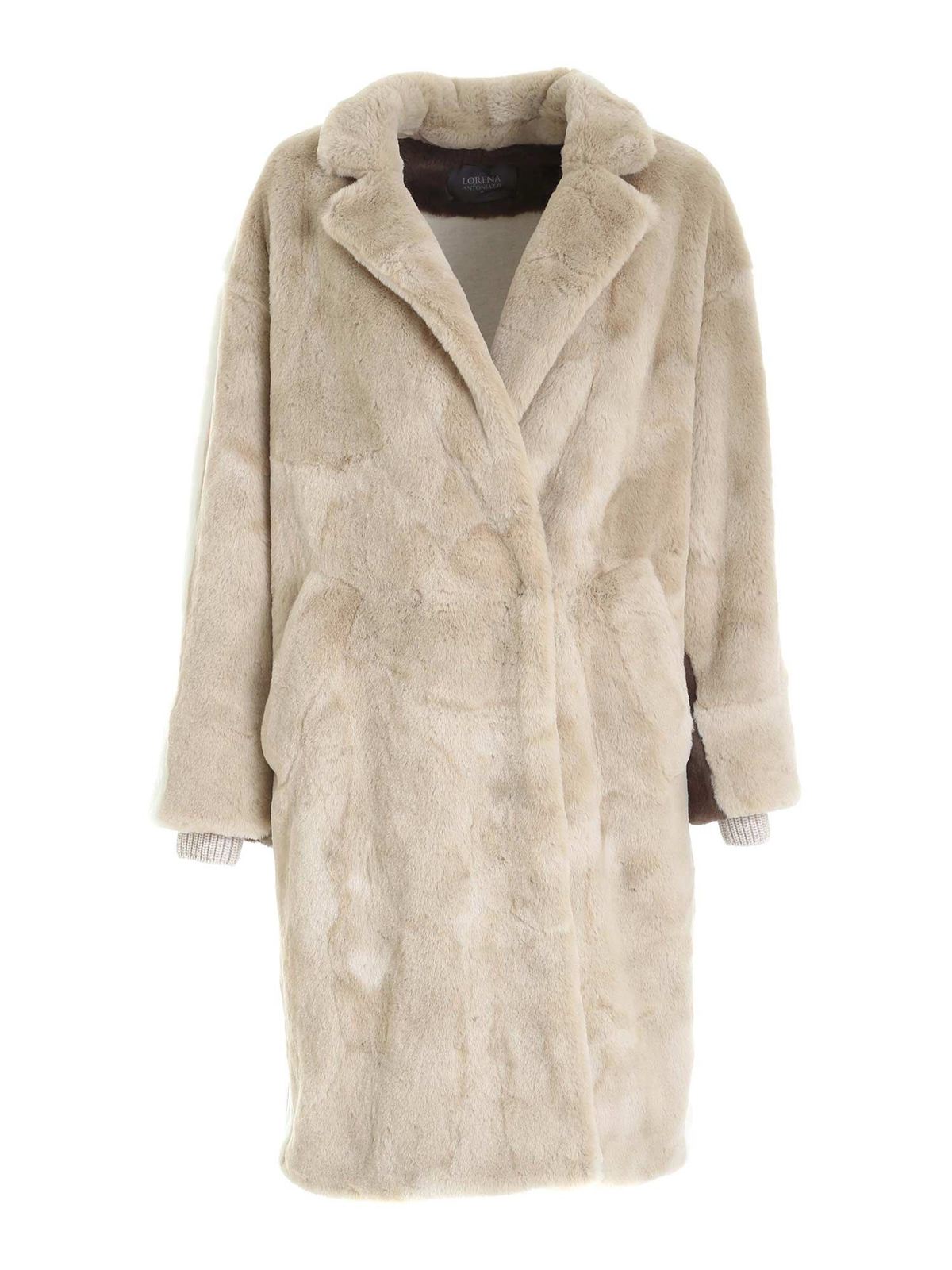 Fur & Shearling Coats Lorena Antoniazzi - Lapels faux fur in beige ...
