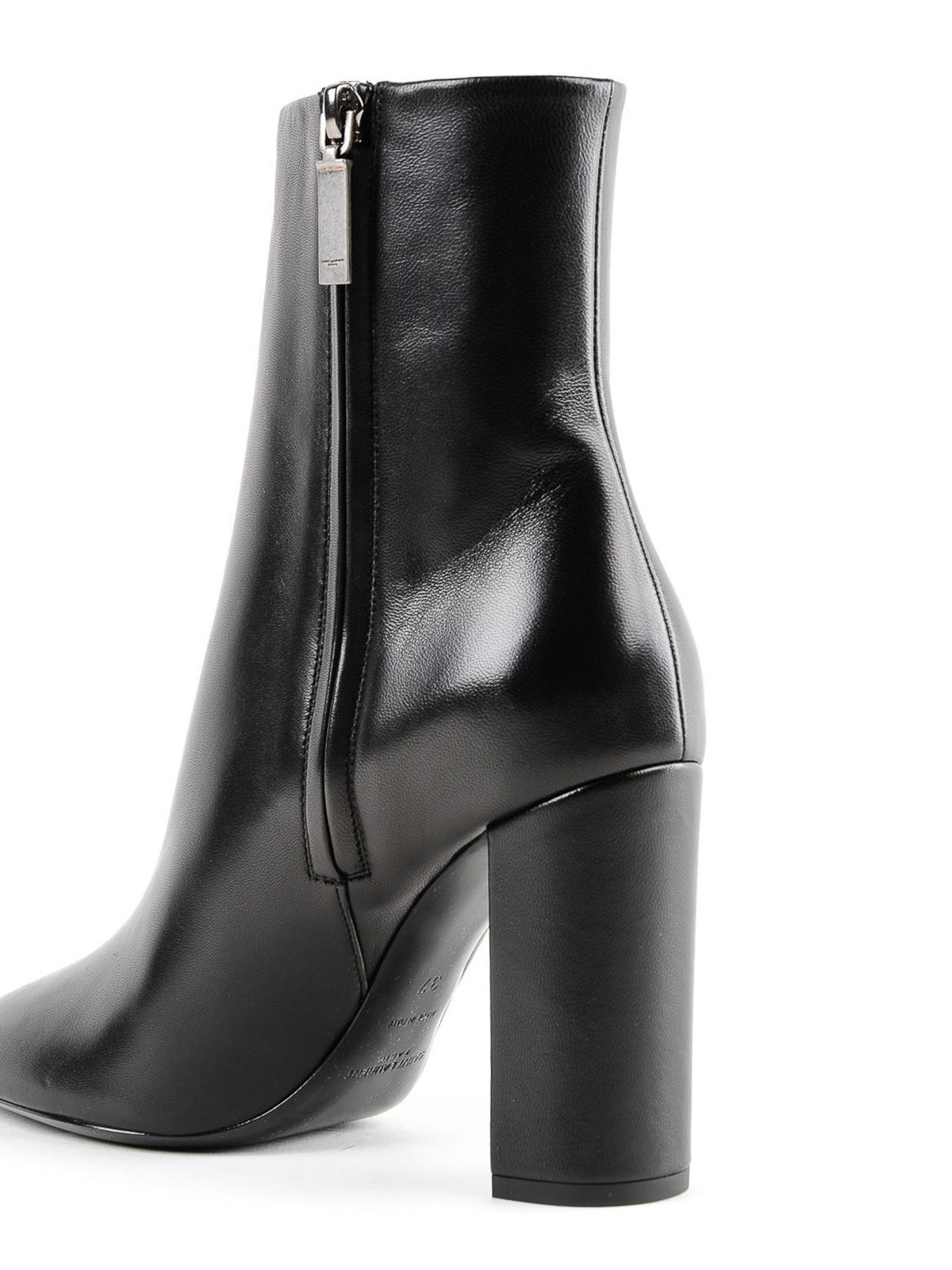 leather high heel booties