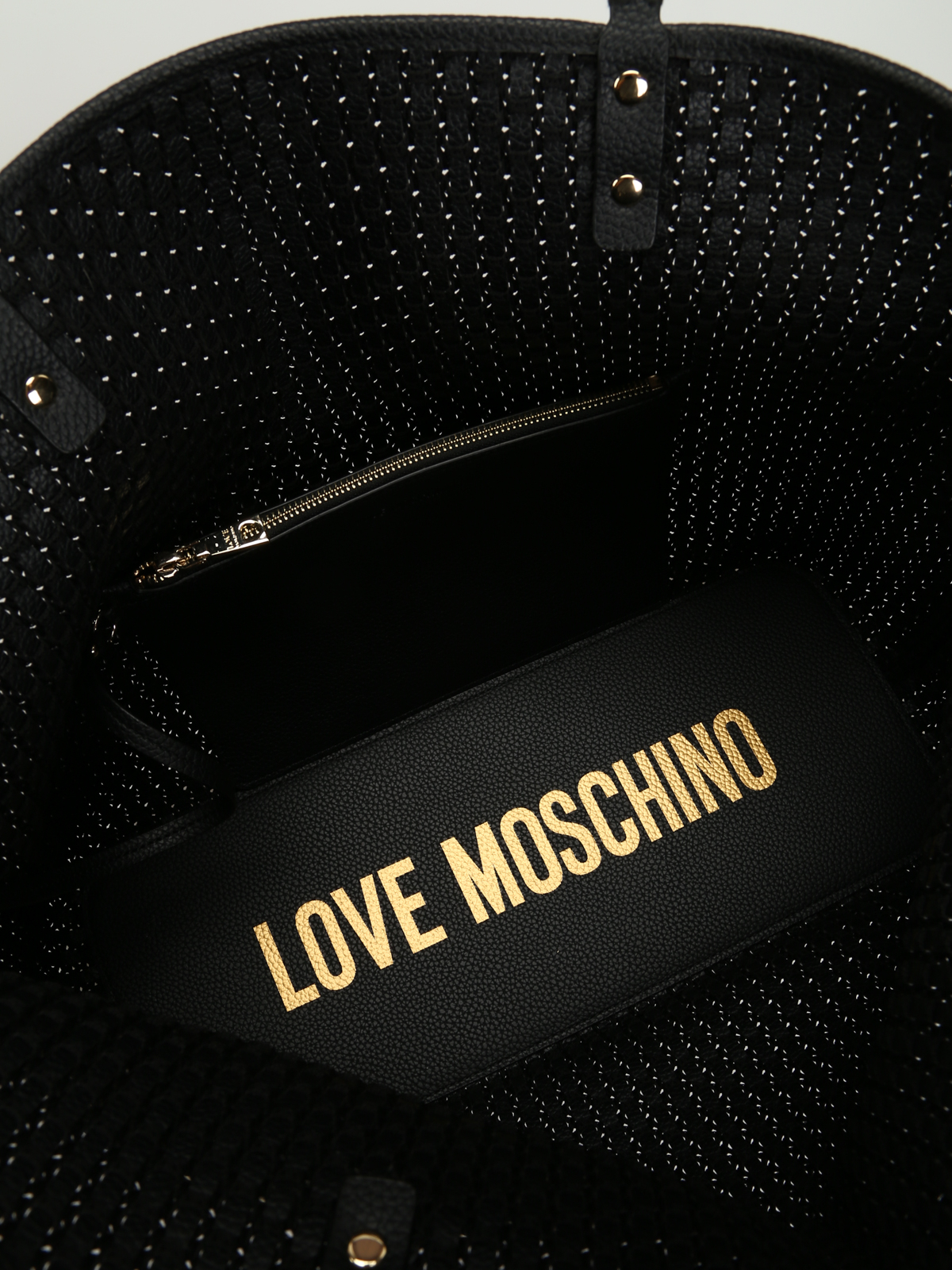 black and gold moschino bag