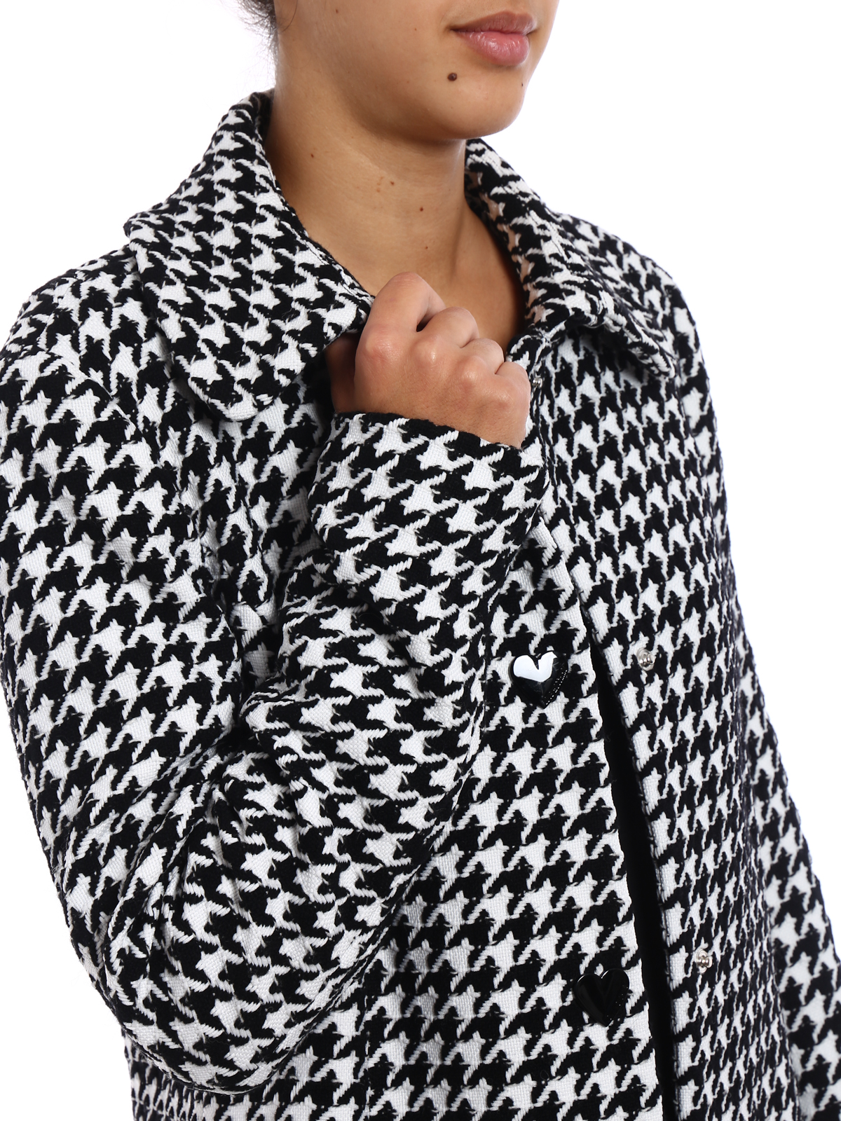 Heart button houndstooth coat 