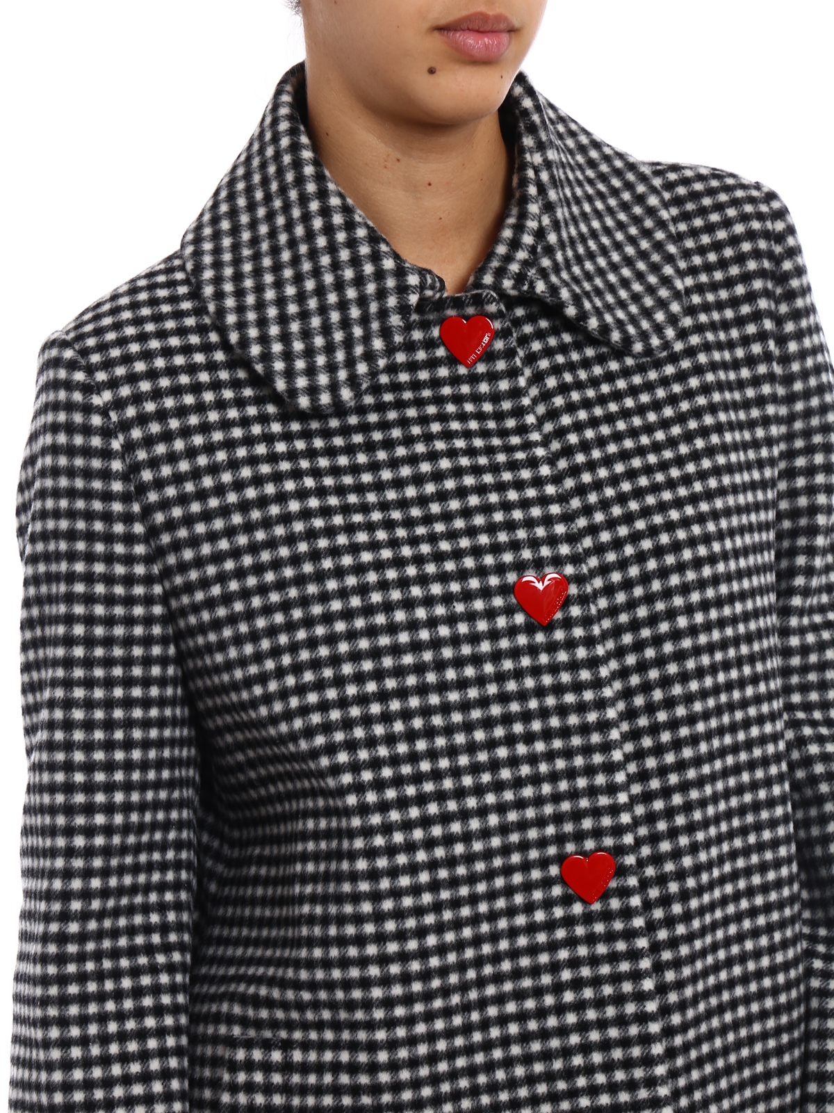 Heart button vichy print coat 