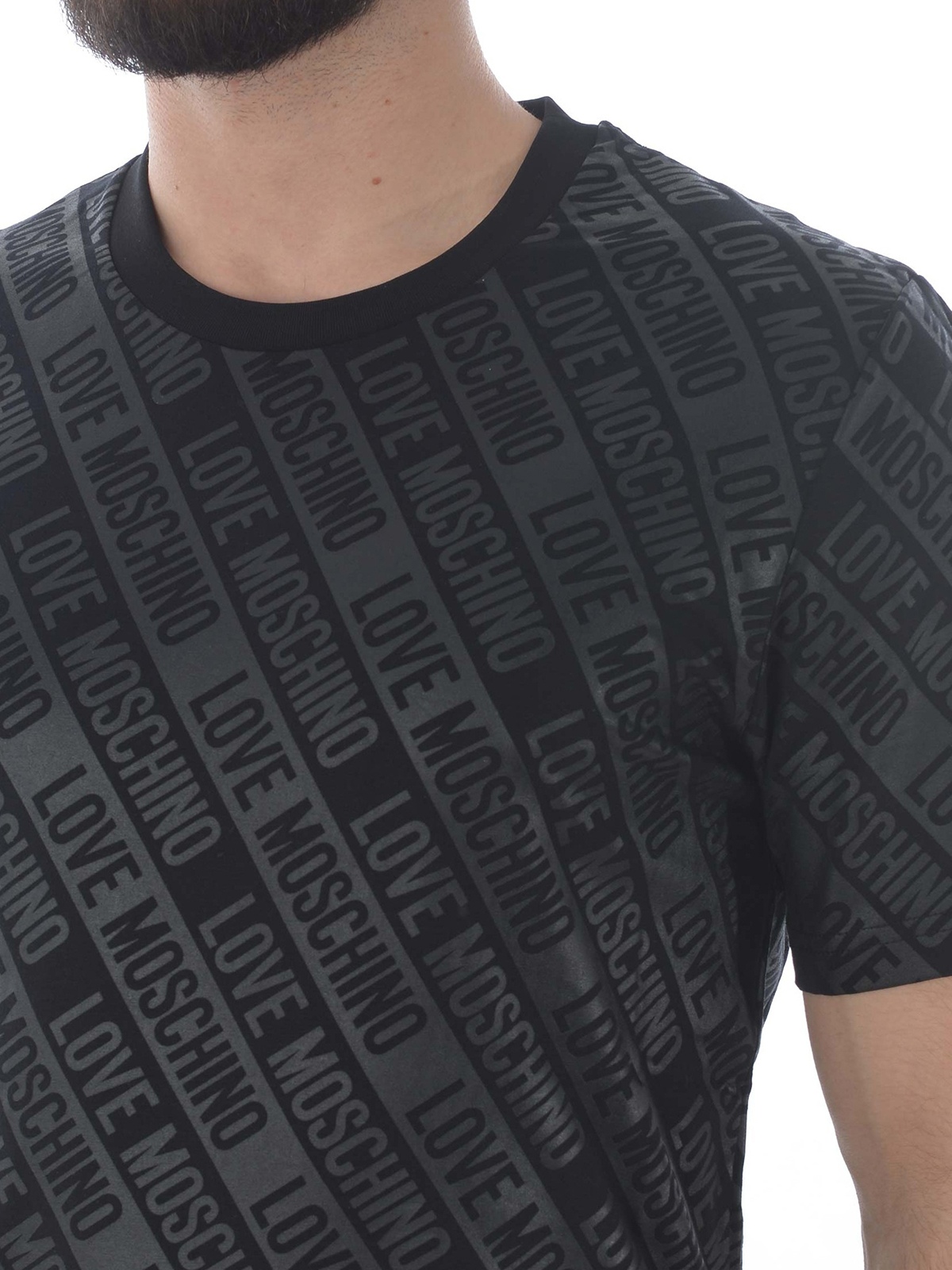 T-shirts Love Moschino - Jacquard logo stretch cotton T-shirt 