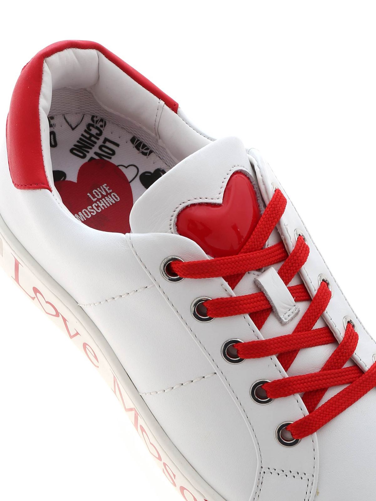 Trainers Love Moschino - Logo print sneakers in white and red 