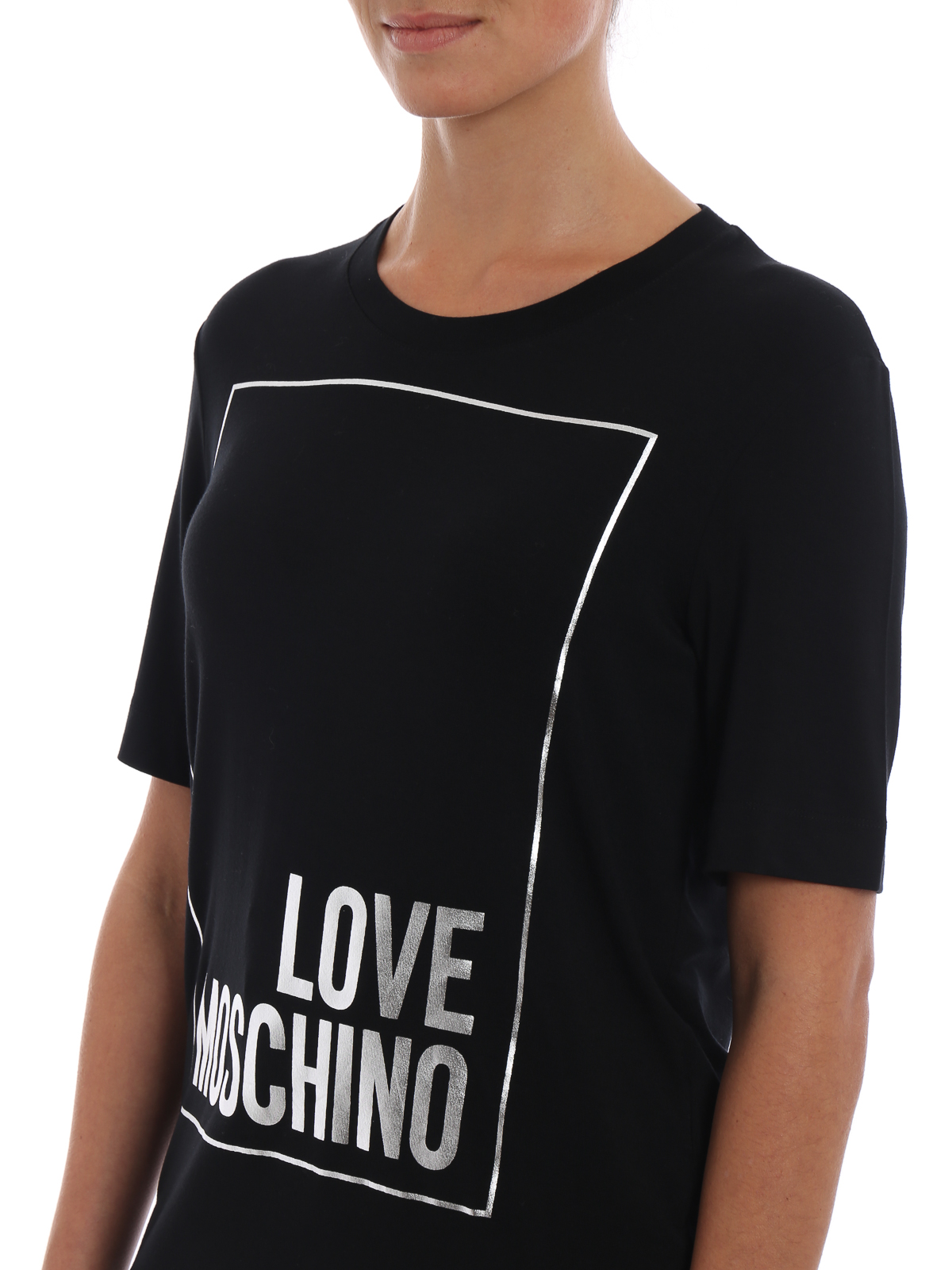 wipe Sideboard husband T-shirts Love Moschino - Silver-tone Love Moschino print T-shirt -  W4F1564E1938C74