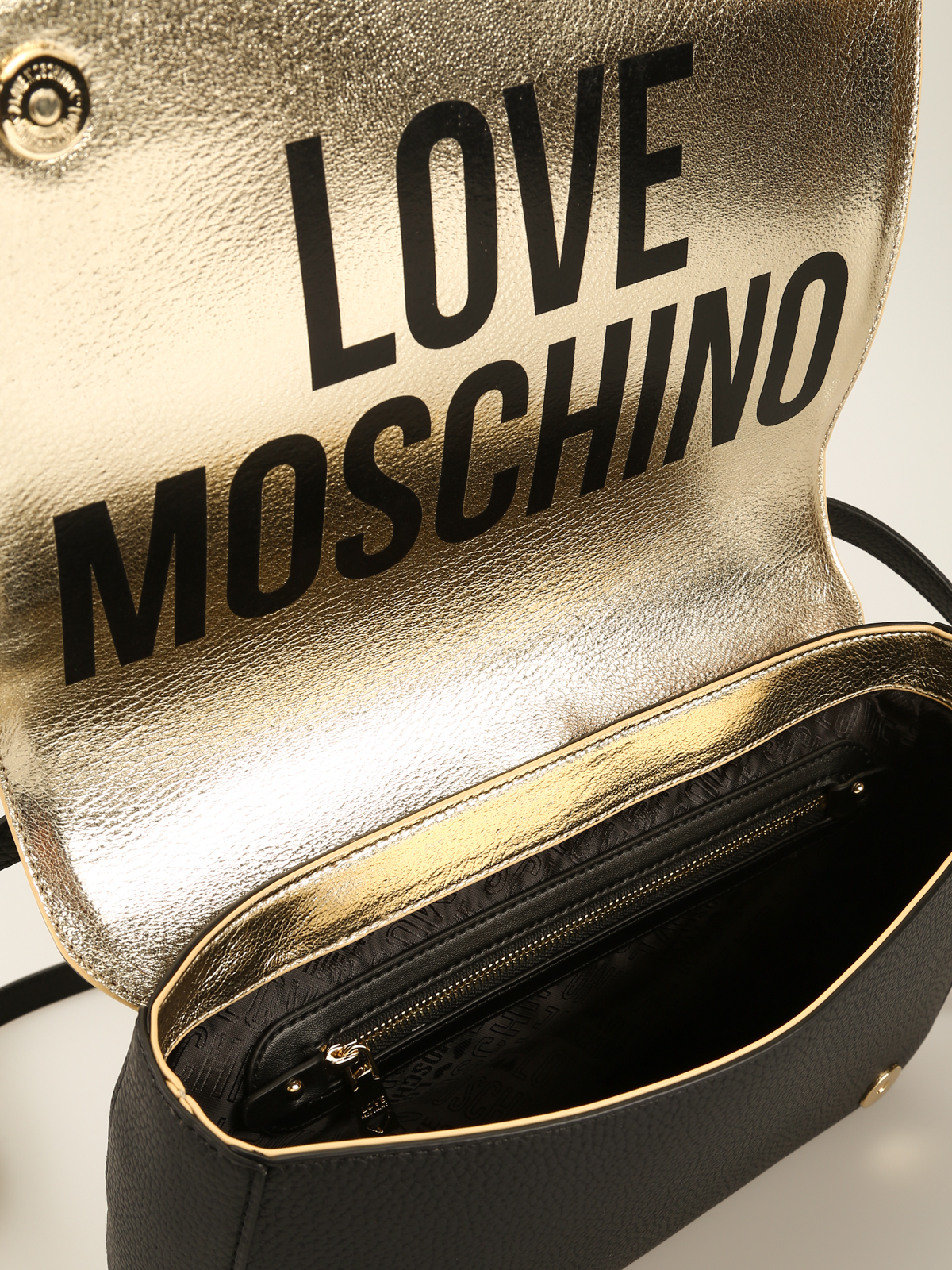 Shoulder bags Love Moschino - Woven gold-tone and black messenger 