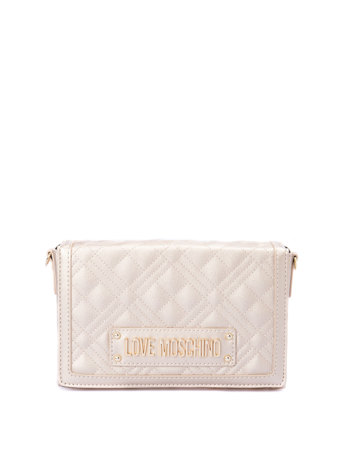 LOVE MOSCHINO LAMINATED FAUX LEATHER CROSS BODY BAG