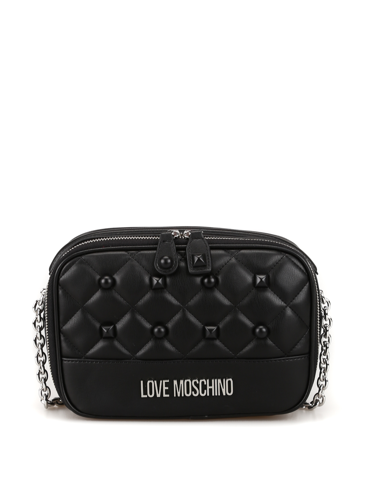 Cross body bags Love Moschino - Quilted leather effect studded camera ...