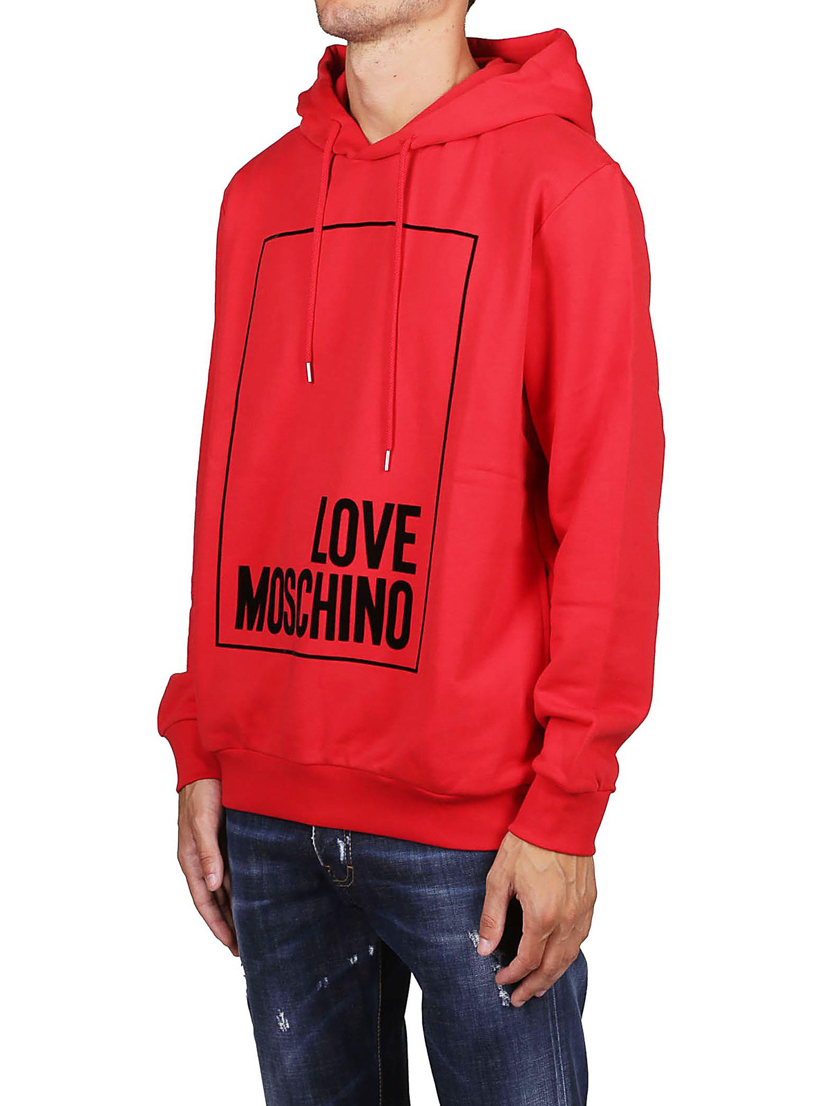 Love Moschino - Red logo print hoodie 