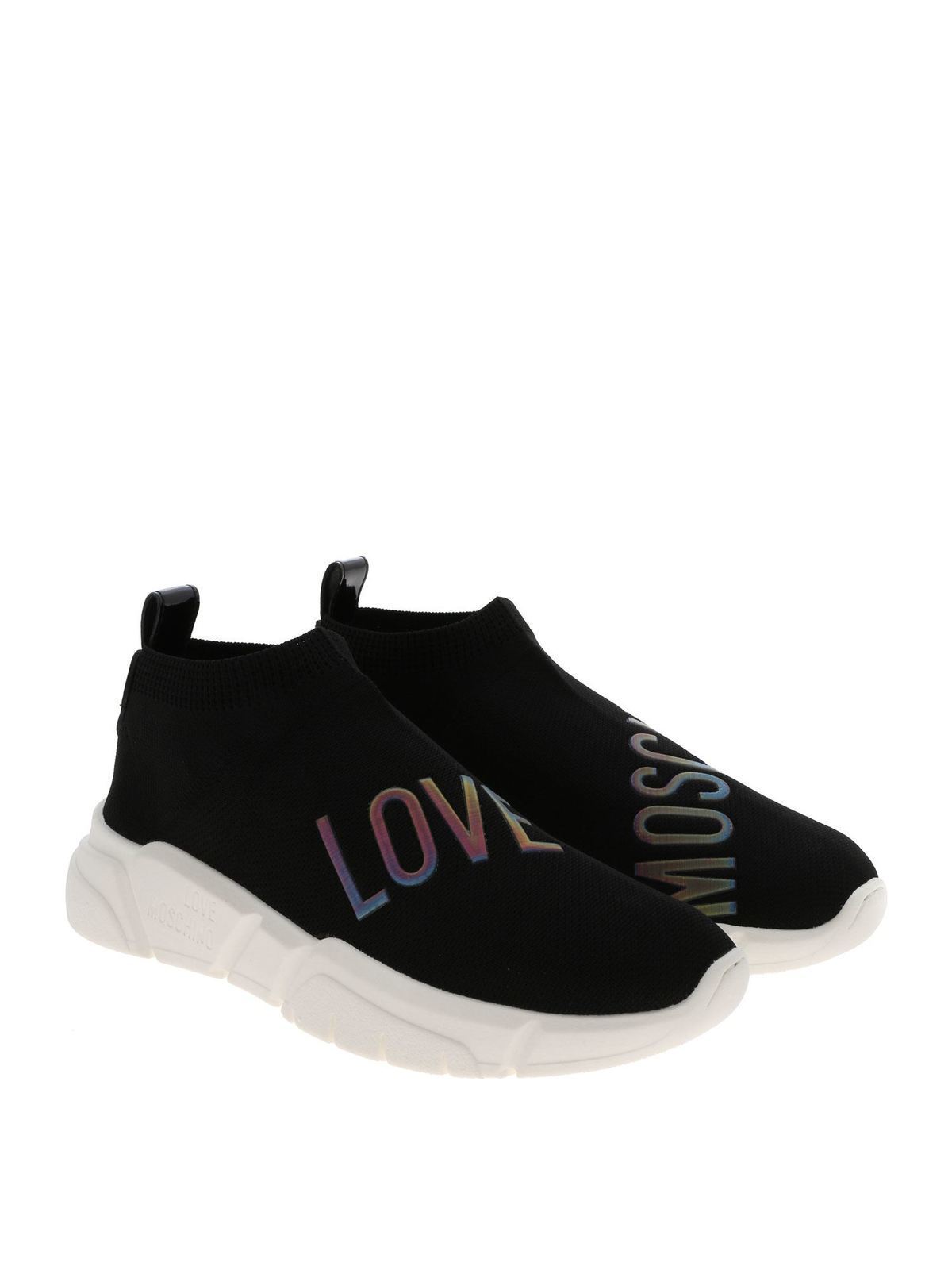 armoede dwaas Illustreren Trainers Love Moschino - Black sneakers with iridescent logo -  JA15343G18IW0000