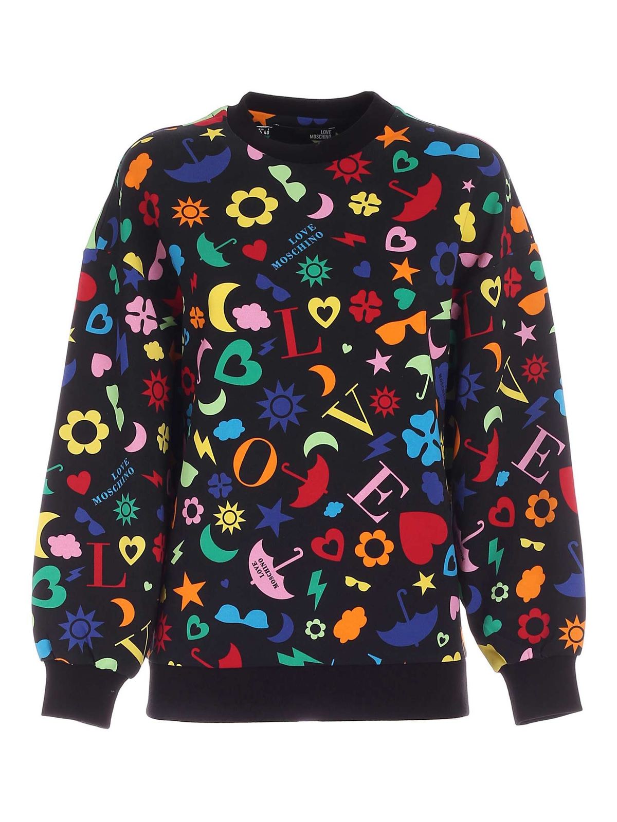 LOVE MOSCHINO SYMBOLS SWEATSHIRT IN BLACK