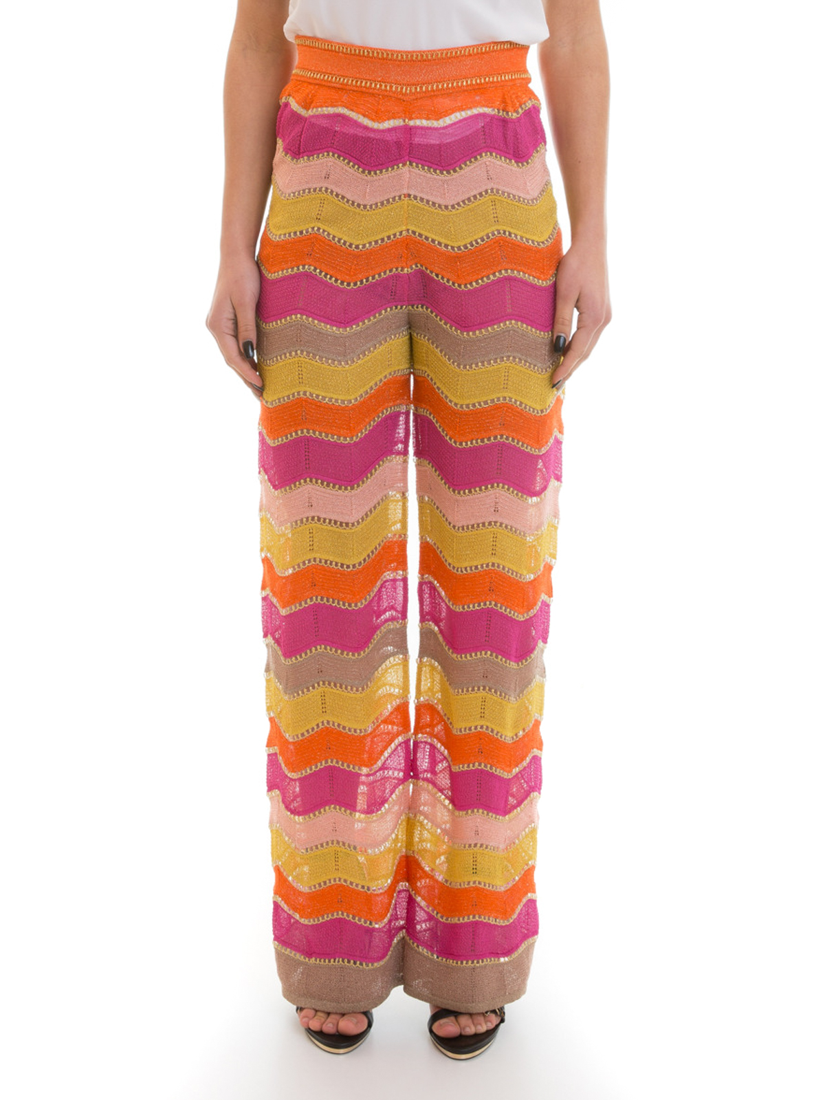 Pantaloni casual M Missoni - Pantaloni palazzo motivo chevron -  MD0KF02Y2G5AW9