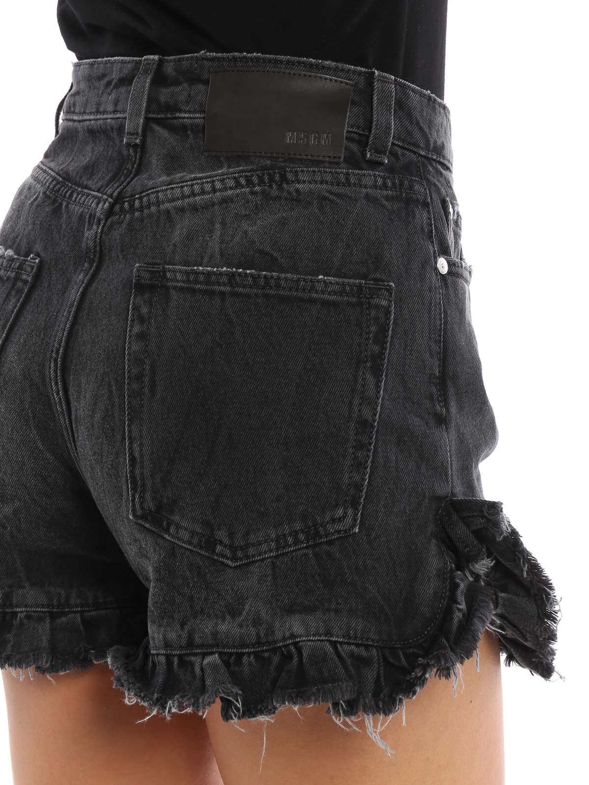 ruffled jean shorts