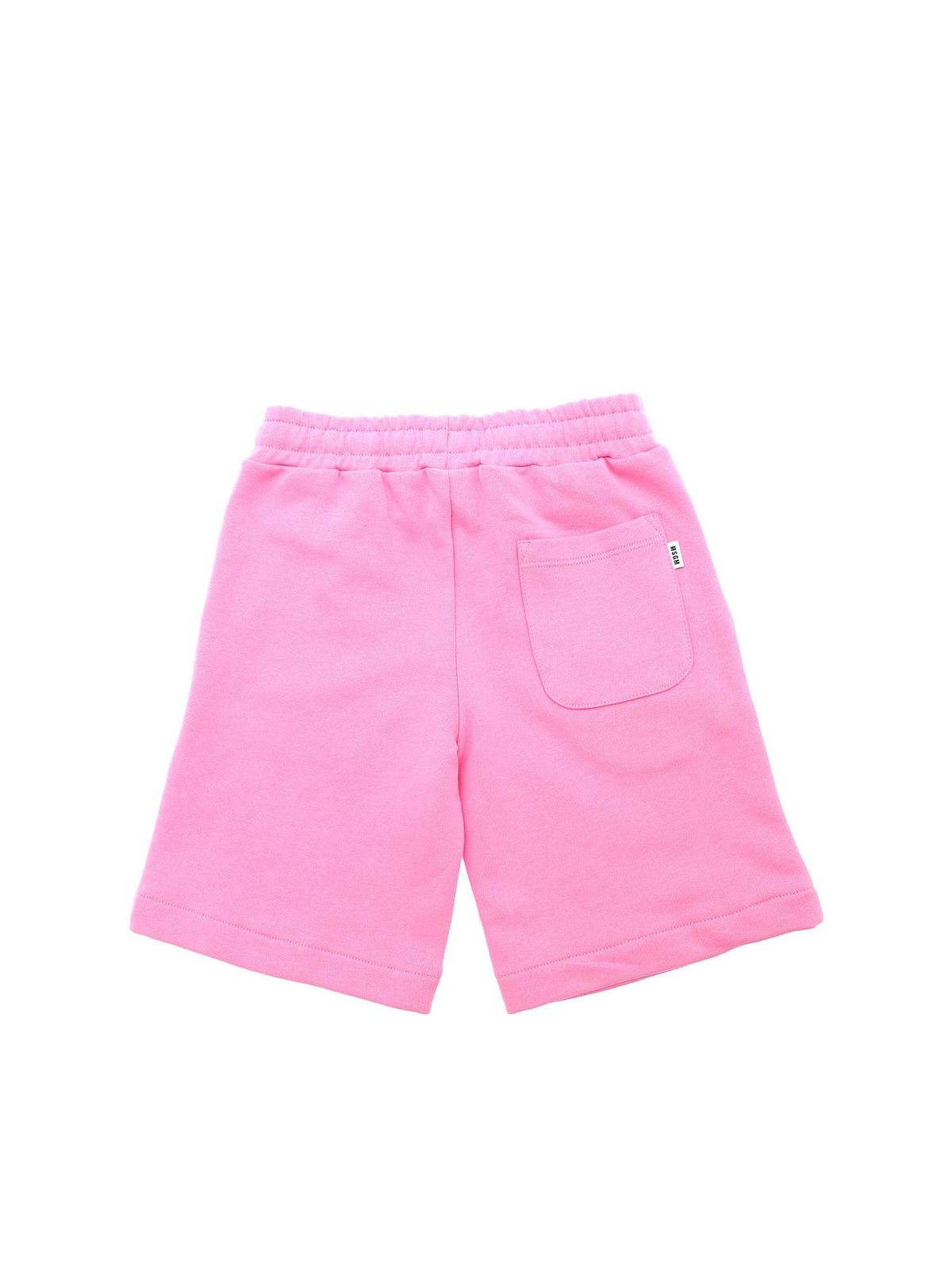 M.S.G.M. Kids - Logo detail bermuda shorts in pink - trousers - MS026821042
