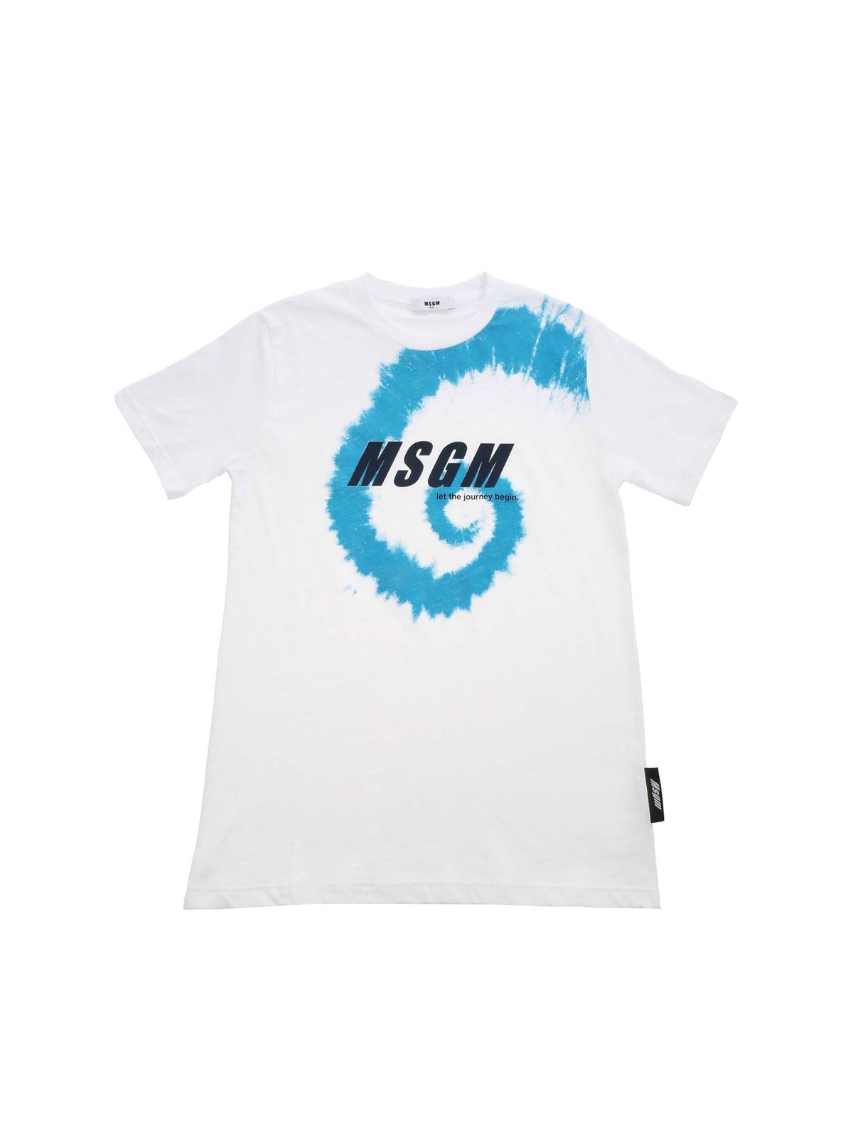 MSGM TIE-DYE PRINT T-SHIRT IN WHITE