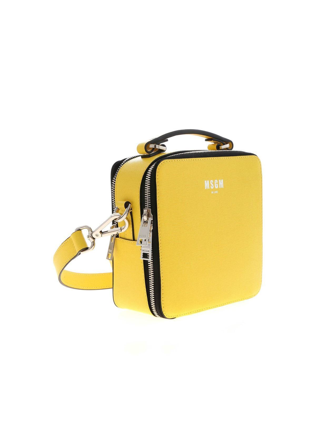 Cross body bags M.S.G.M. - Shoulder bag in yellow with logo print 